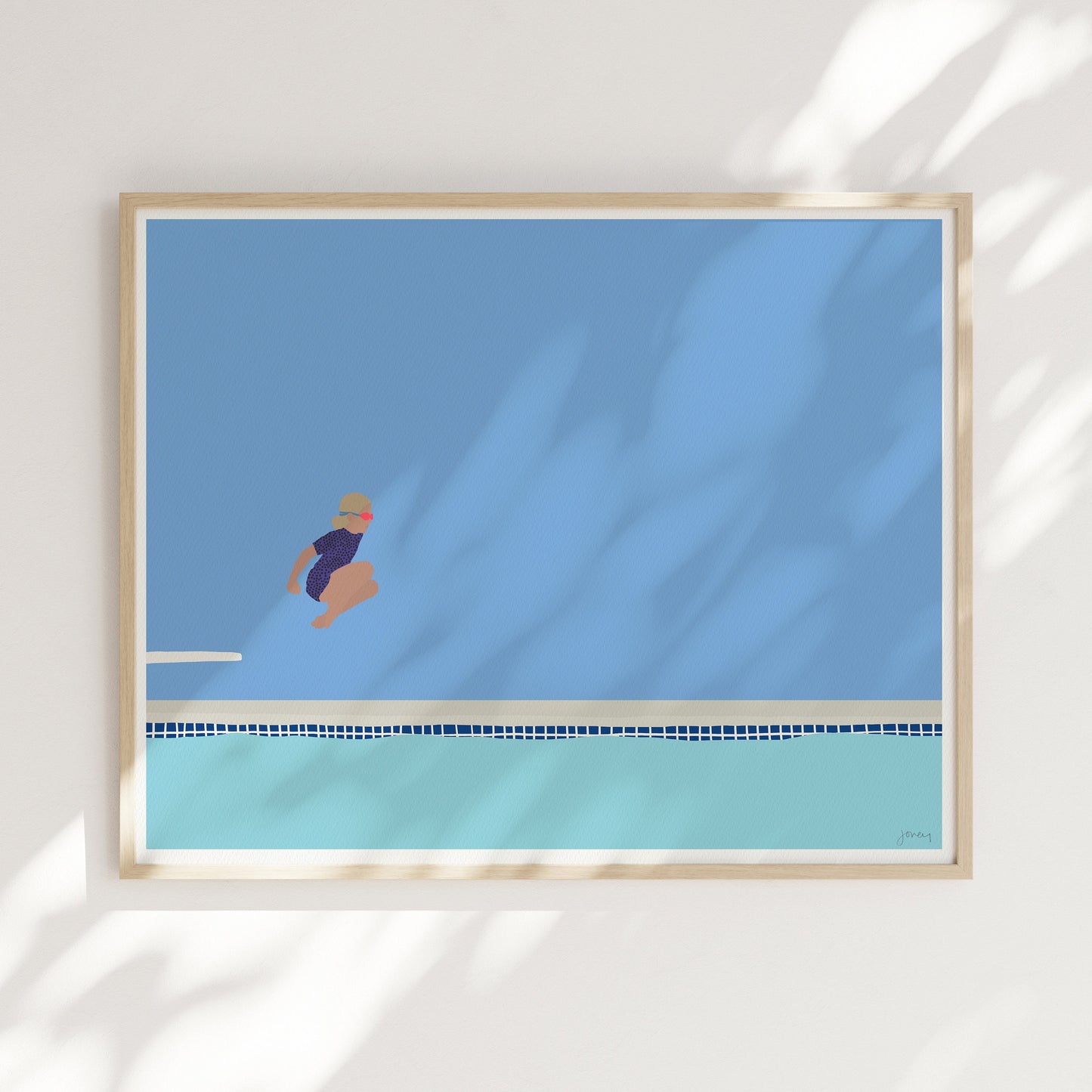 Girl Jumping Off Diving Board Art Print - Unframed or Framed - 150713