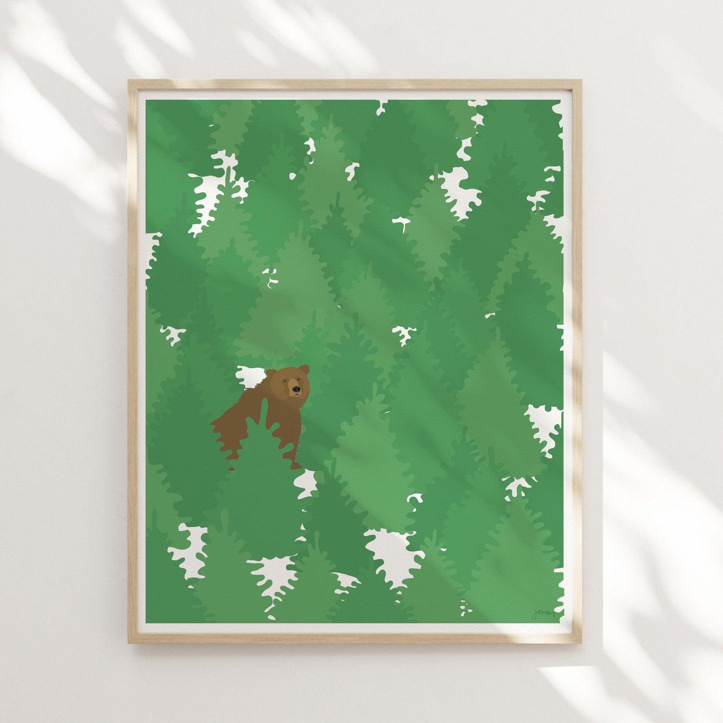 Bear in Forest Art Print - Unframed or Framed -250110
