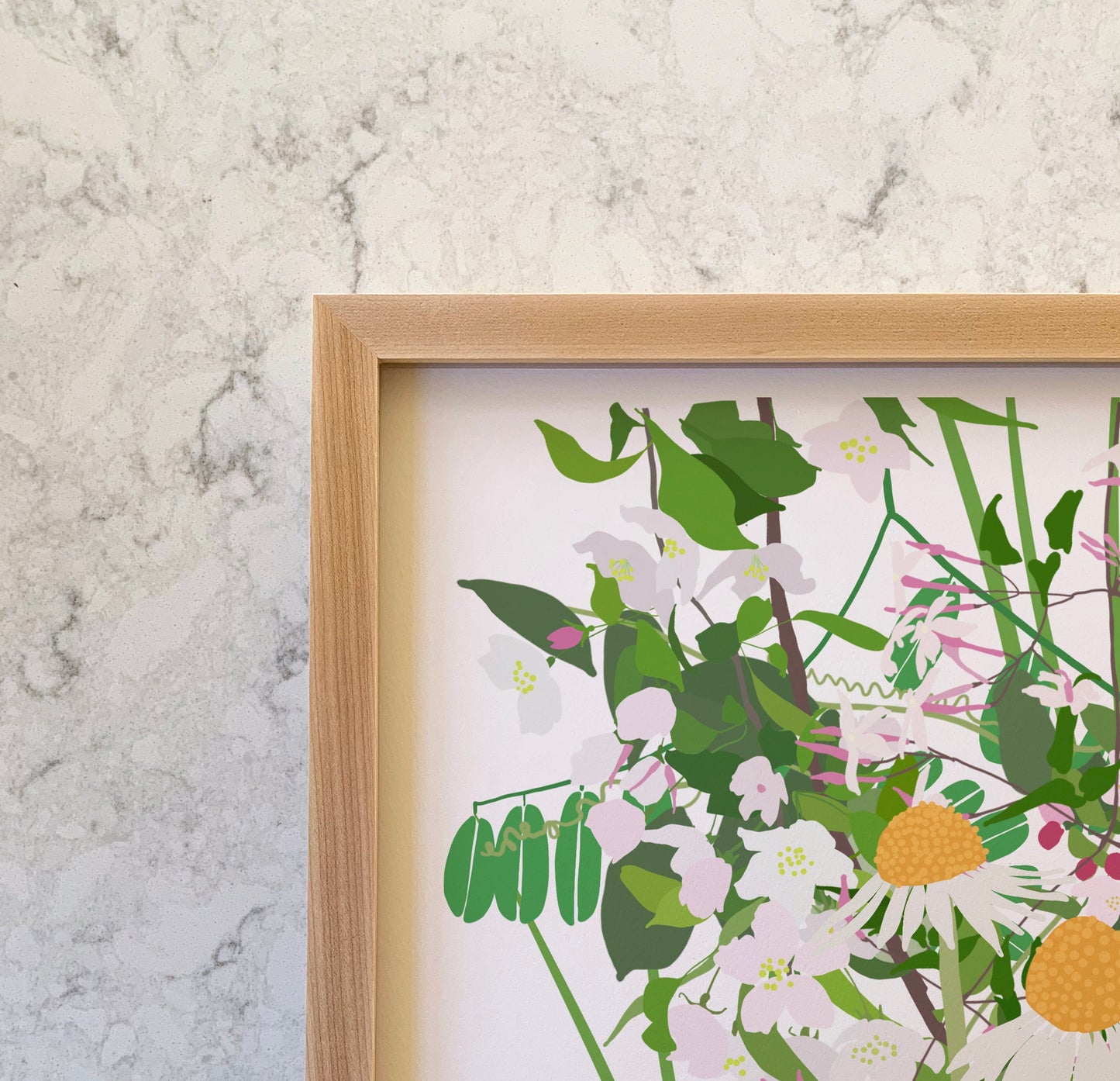 Mille Fleur with Daisies Art Print - Unframed or Framed - 210524