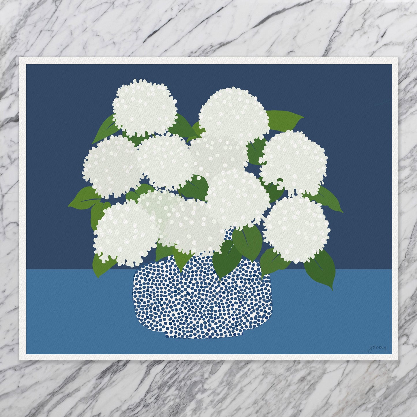 White Hydrangea Art Print - Signed by Jorey Hurley - Floral Decor - 250727