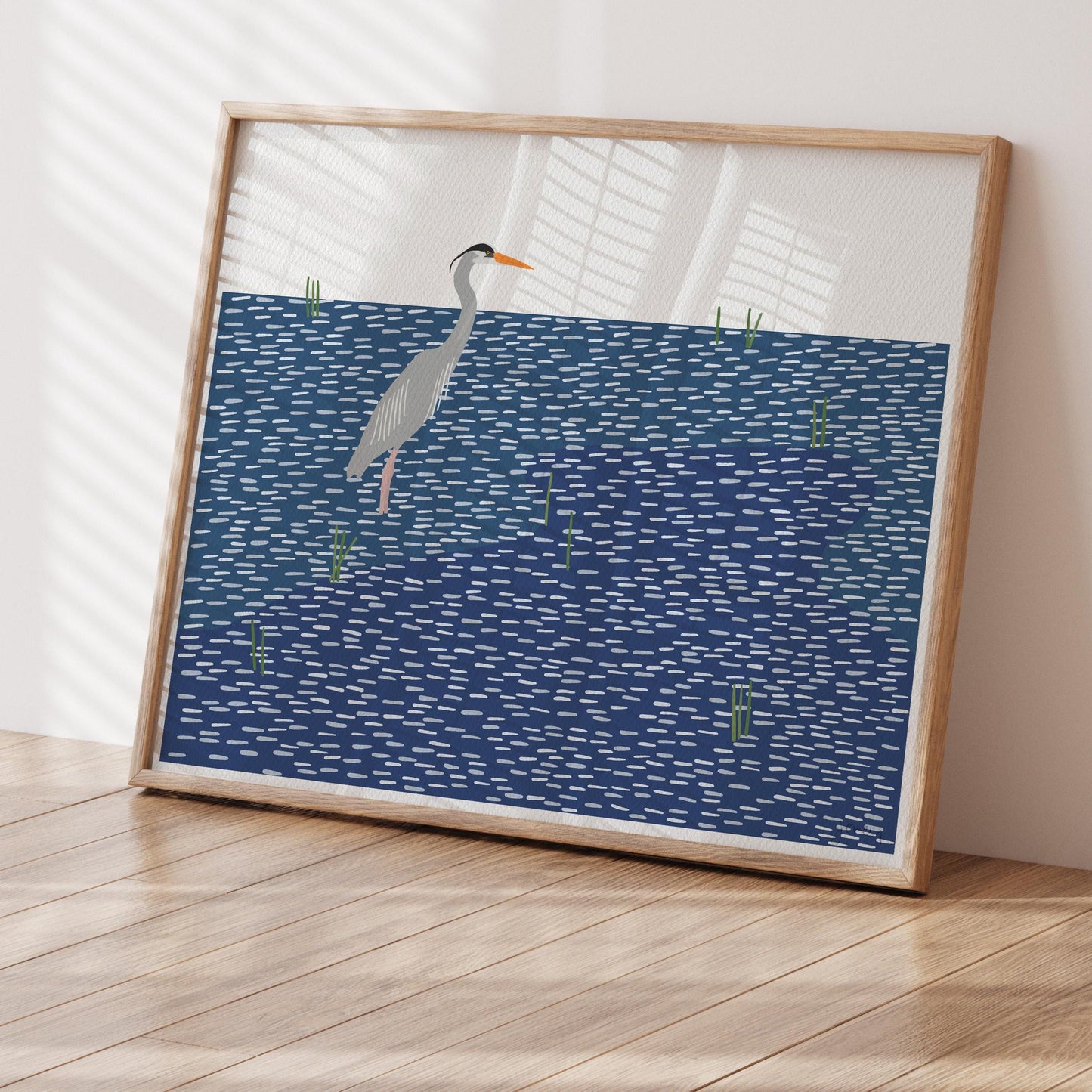 Heron Art Print – Signed Minimalist Coastal Wall Art - 251020