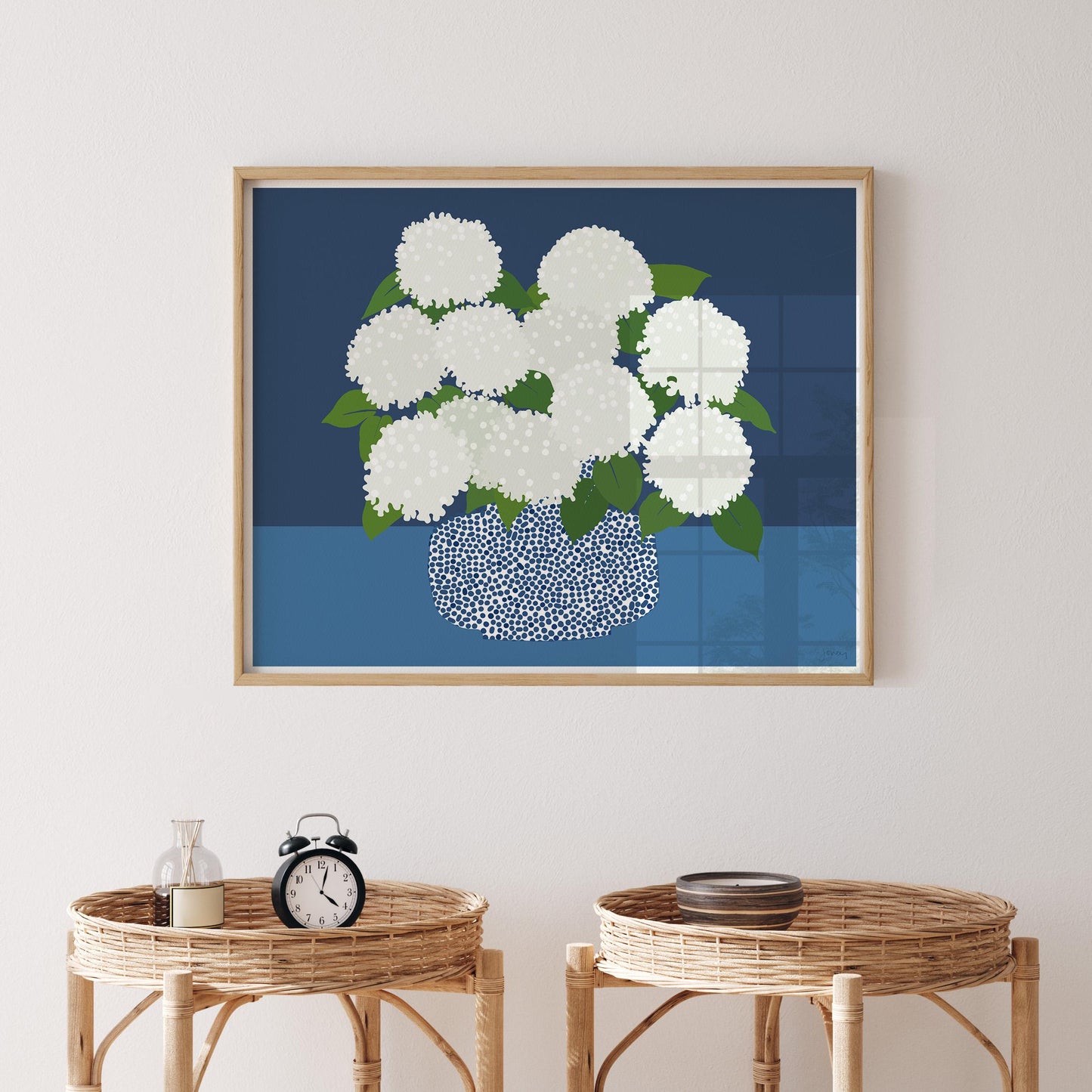 White Hydrangea Art Print - Signed by Jorey Hurley - Floral Decor - 250727