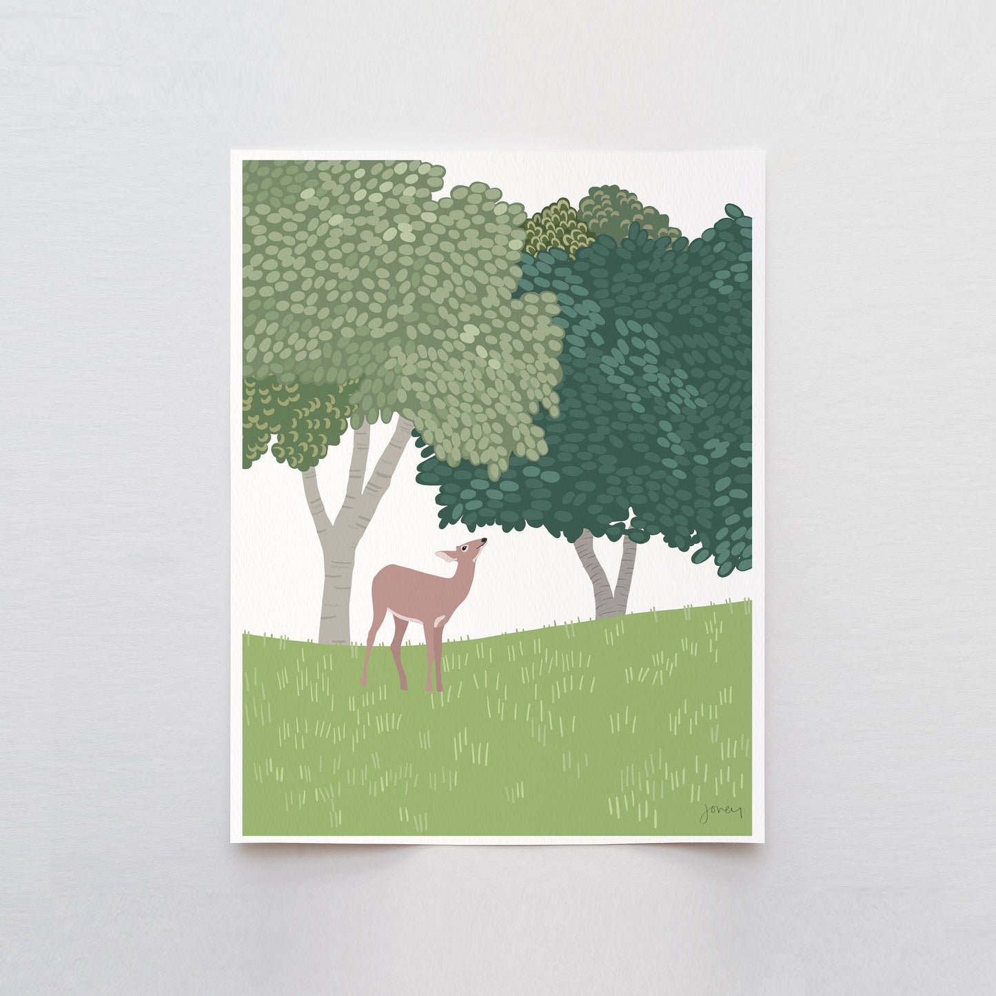 Deer in Forest Art Print - Unframed or Framed - 240225