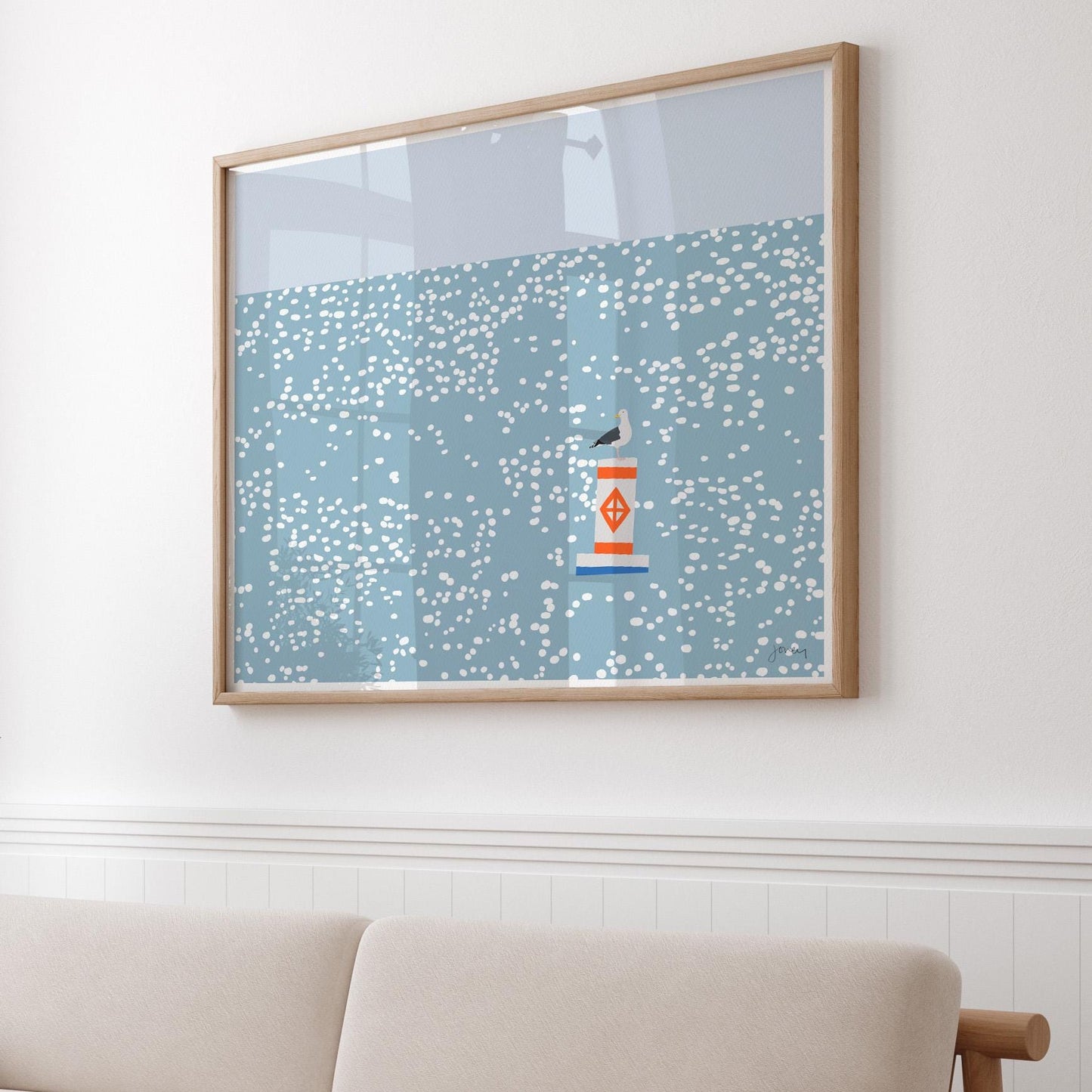 Seagull on Sparkling Water Landscape Art Print - Unframed or Framed - 230625