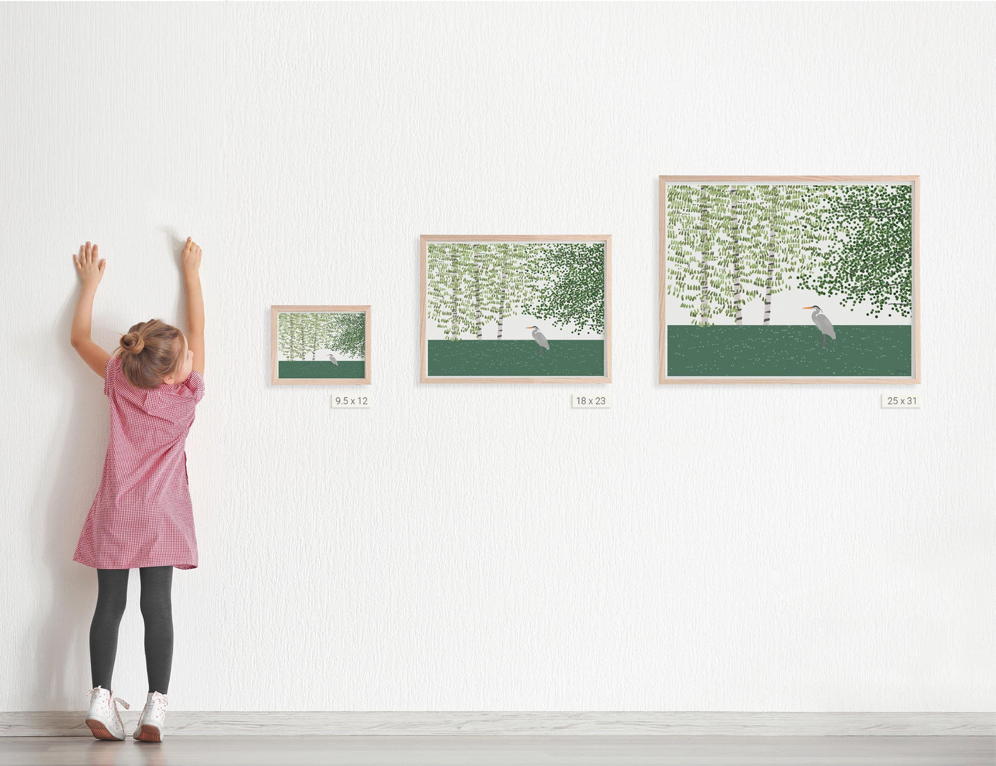 Lake with Great Blue Heron Art Print - Unframed or Framed - 250408