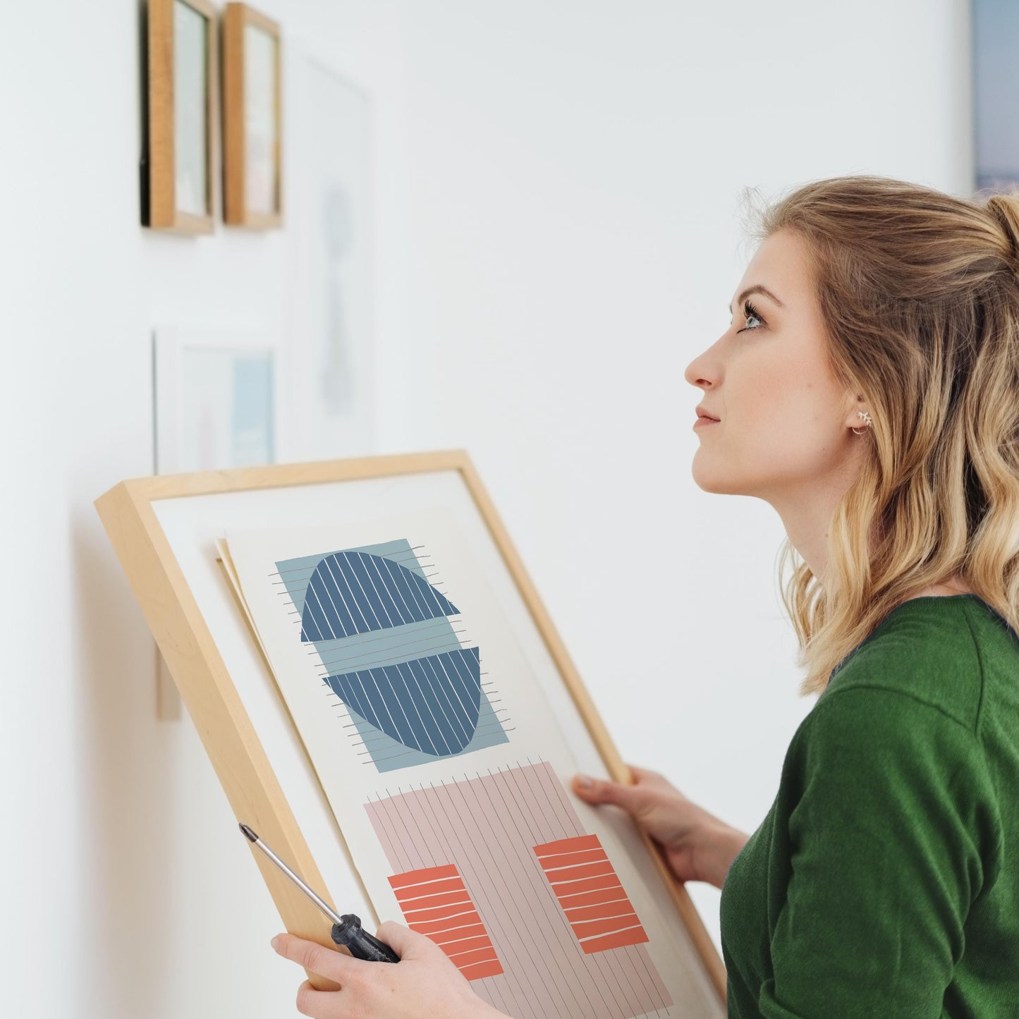 Coral and Blue Abstract Art Print - Unframed or Framed - 190702