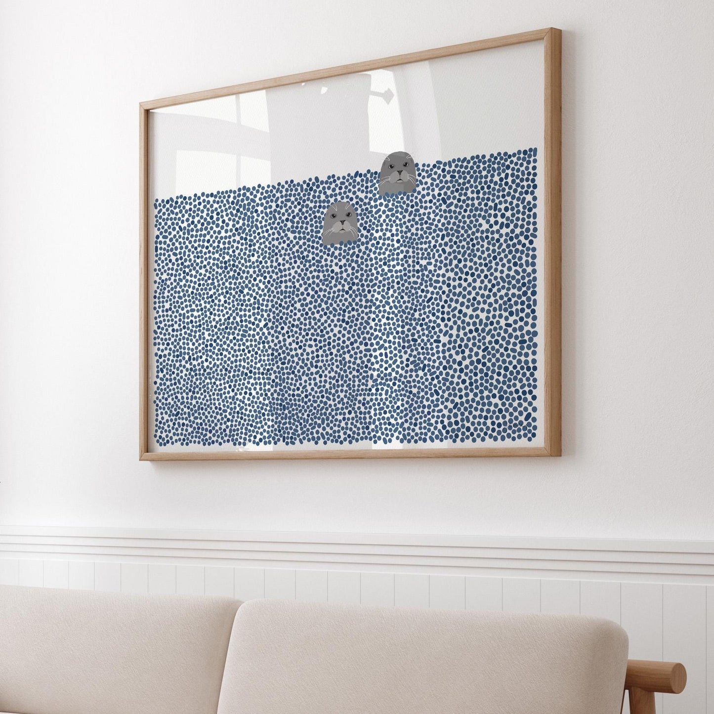 Pair of Harbor Seals Landscape Art Print - Unframed or Framed - 250213