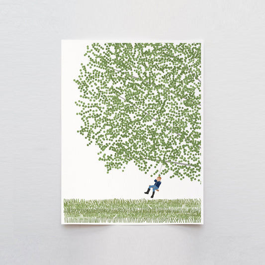 Birch Tree with Boy Swinging Art Print - Unframed or Framed - 230416