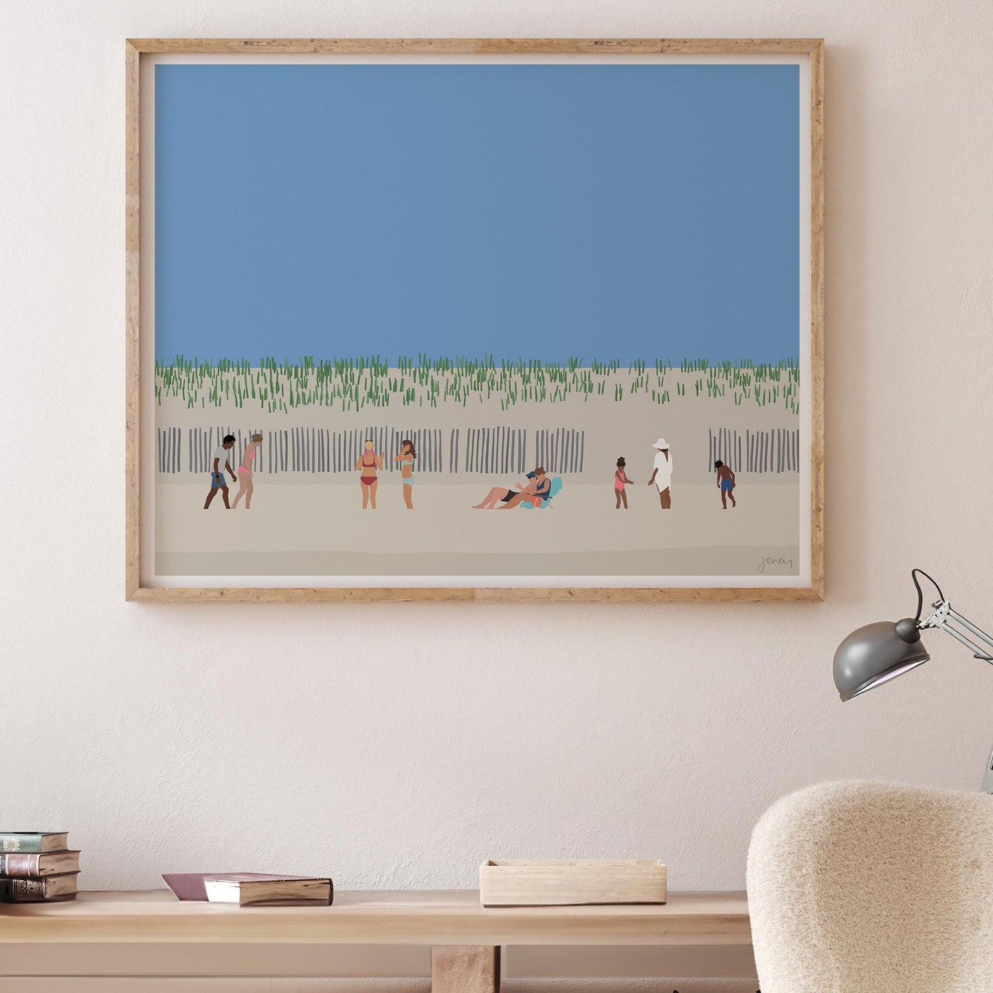 Beach Dune Fence Wall Art, Coastal Signed Print