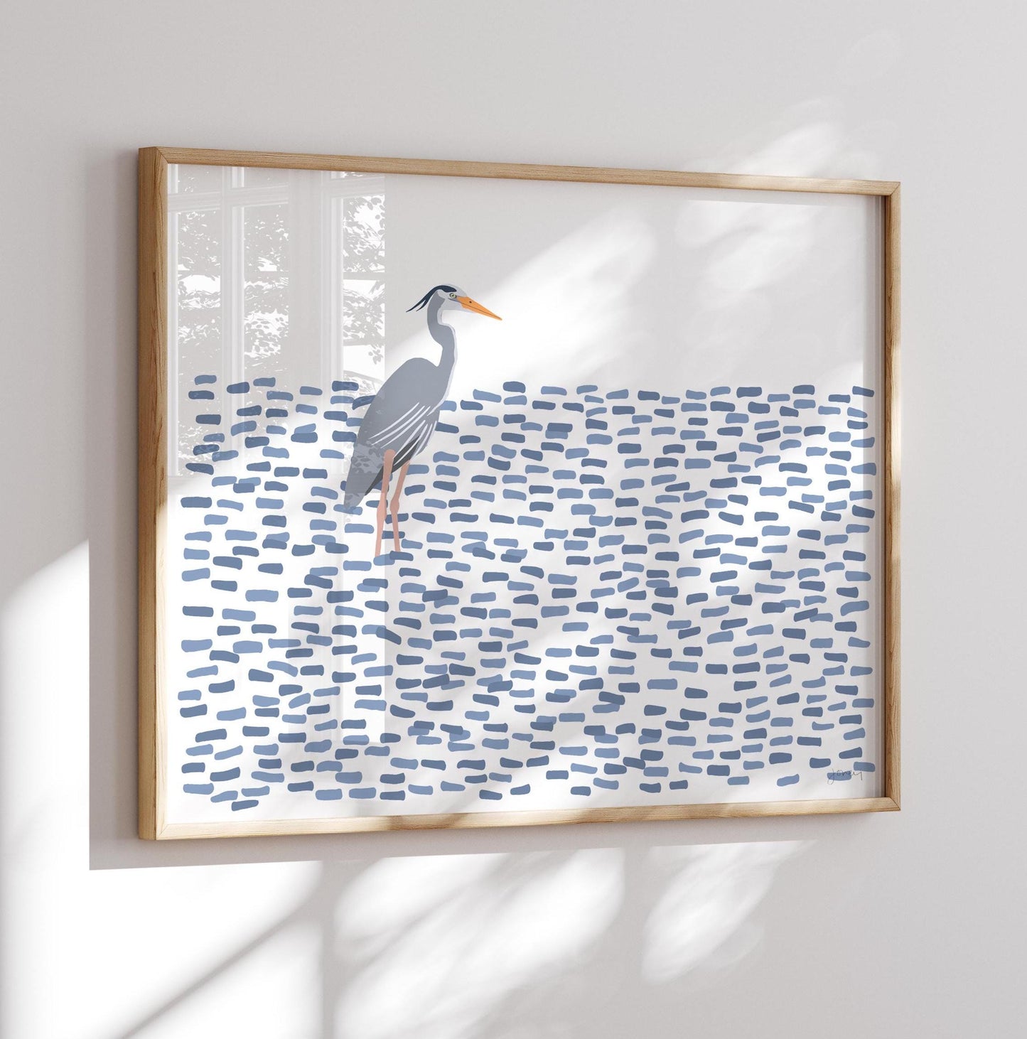 Standing Heron Art Print - Unframed or Framed - 250225