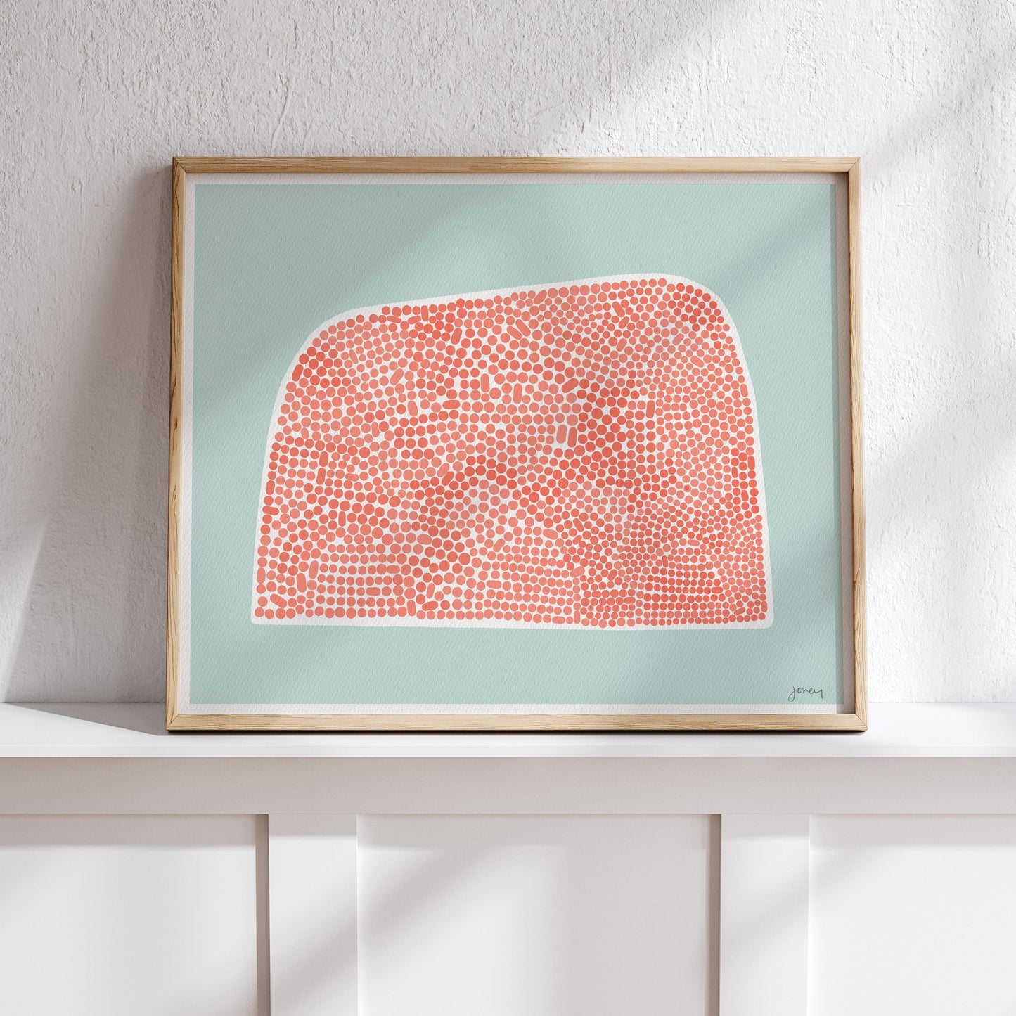 Coral Dotted Abstract Art Print – Signed - 220317