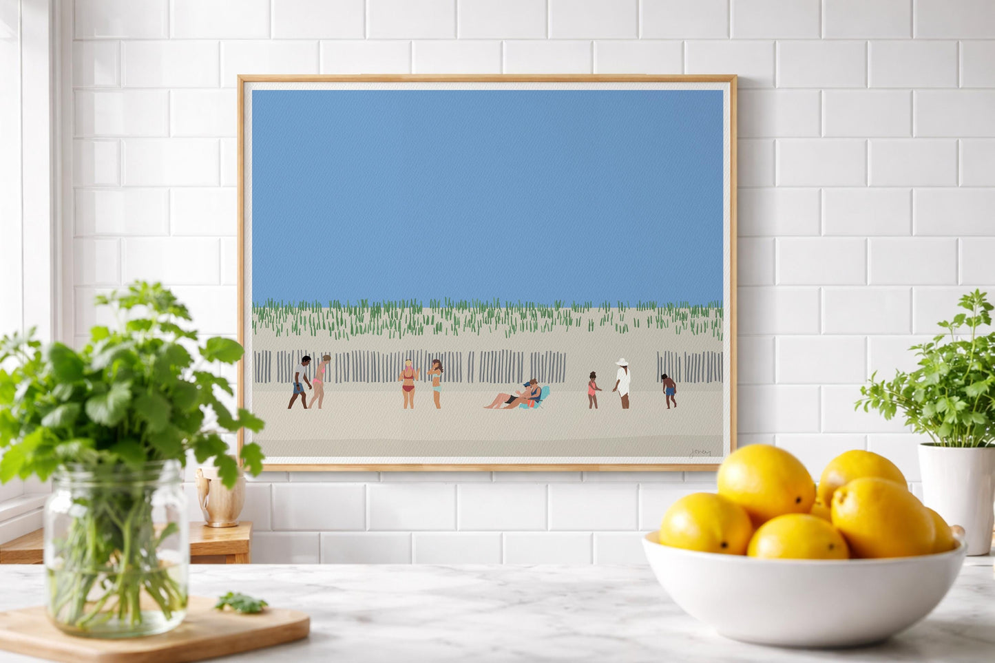 Beach Dune Fence Wall Art, Coastal Signed Print