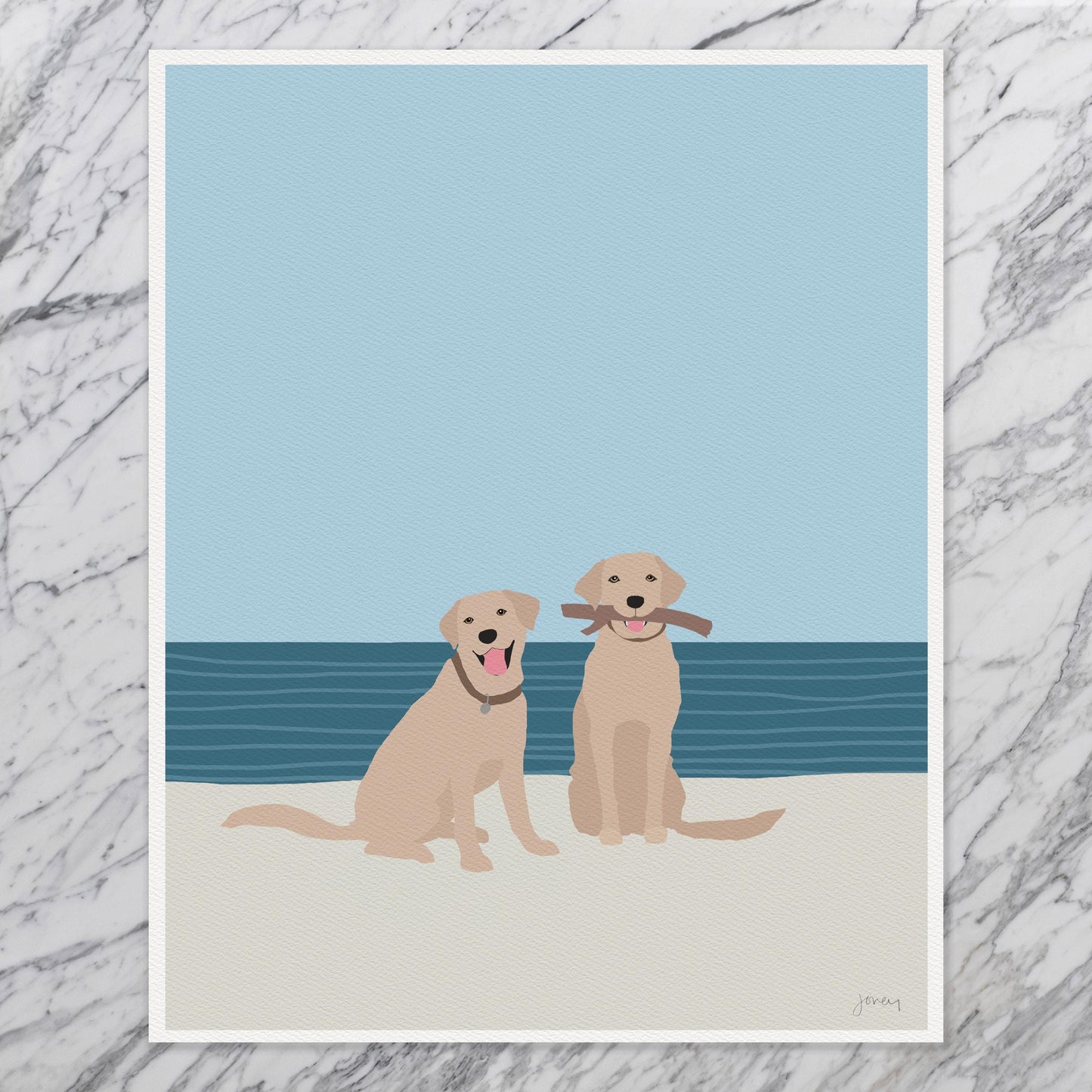 Labradors at the Beach Art Print - Unframed or Framed - 160522