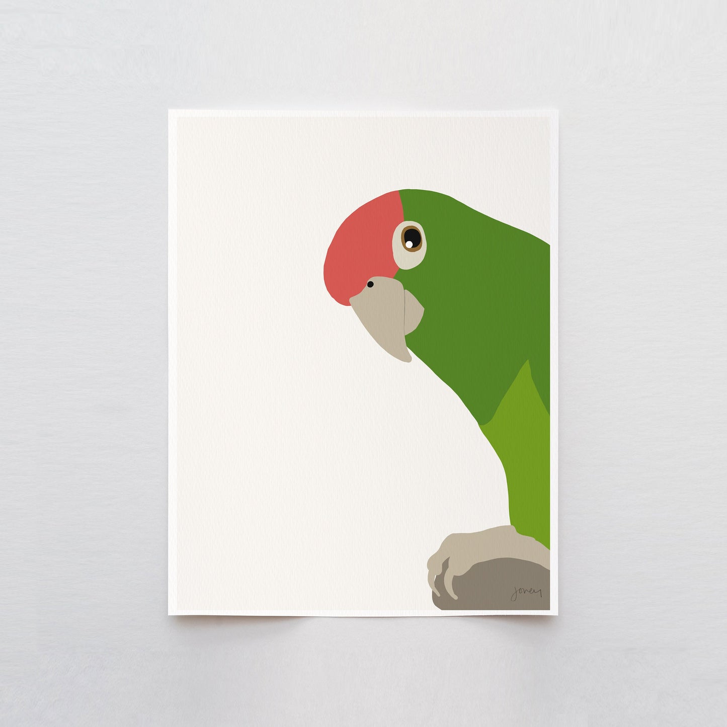 Red-headed Parrot Art Print - Unframed or Framed - 140903