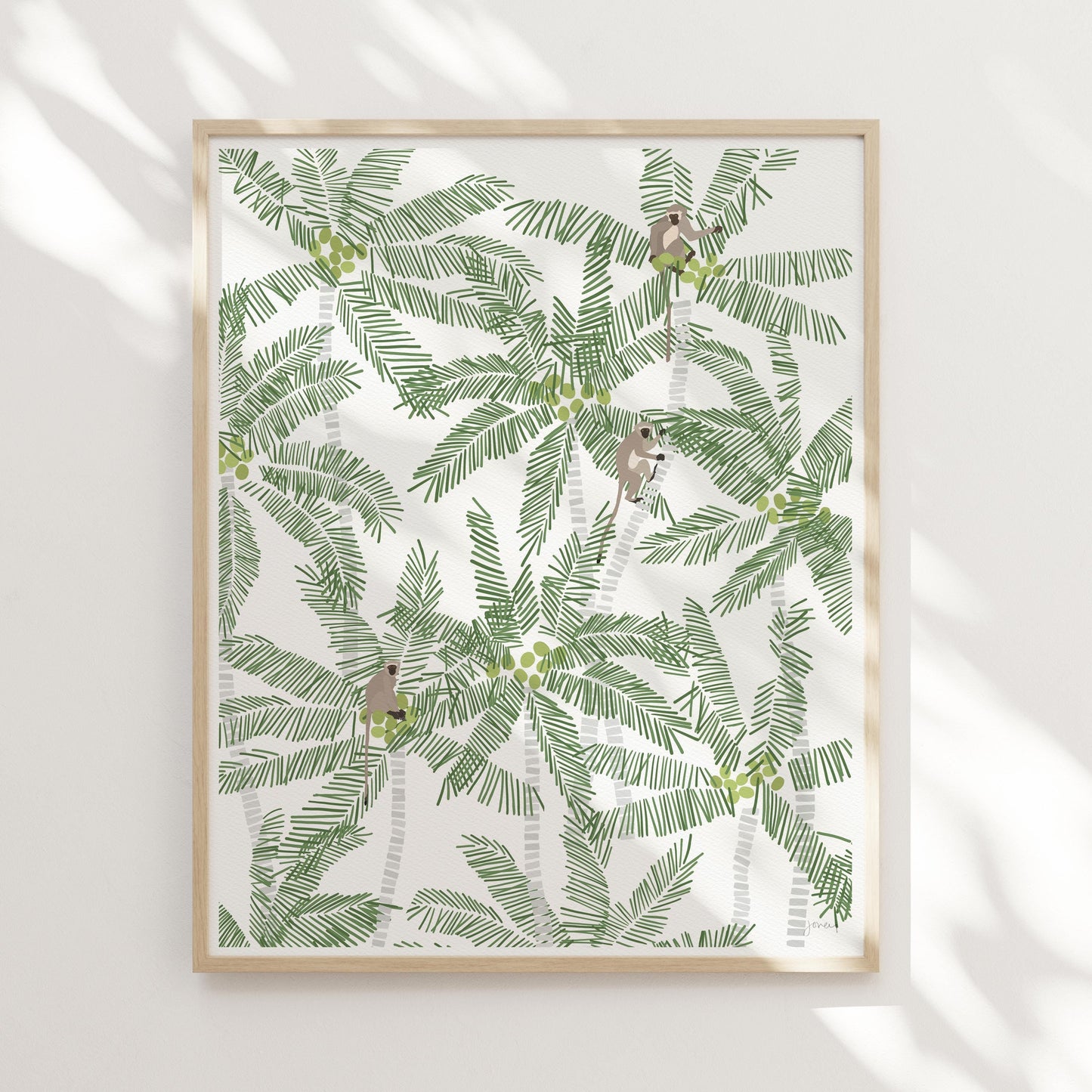 Vervet Monkeys in Palm Trees Art Print - Unframed or Framed - 250316