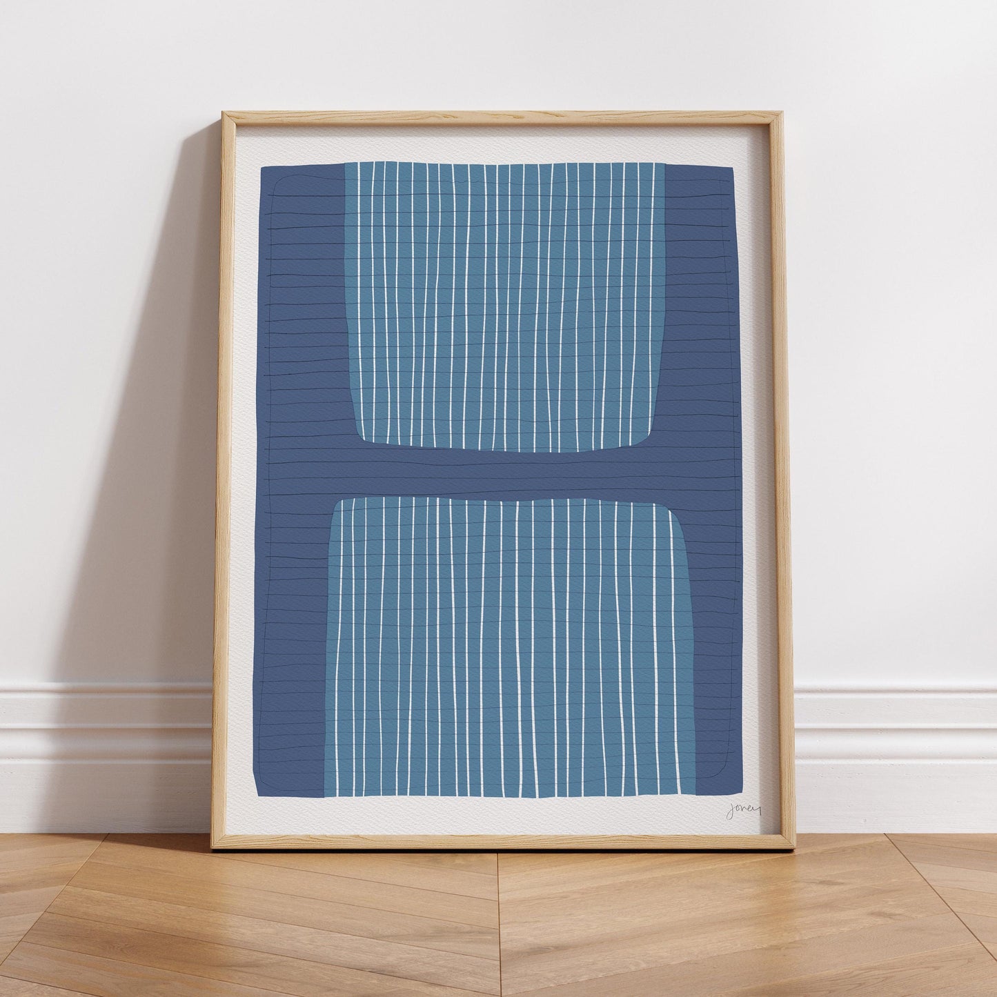 Blue Calming Abstract Art Print - Unframed or Framed - 190326