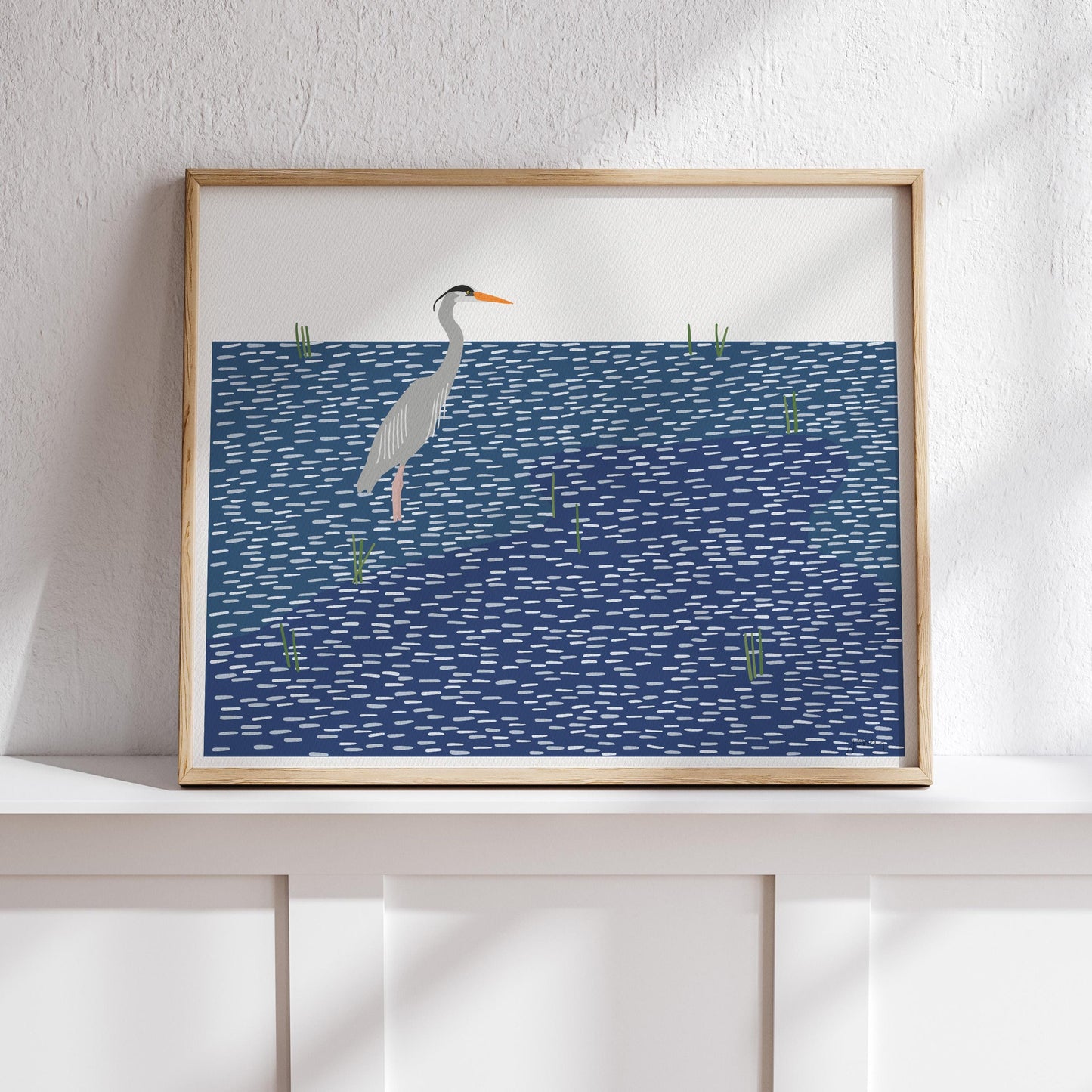 Heron Art Print – Signed Minimalist Coastal Wall Art - 251020