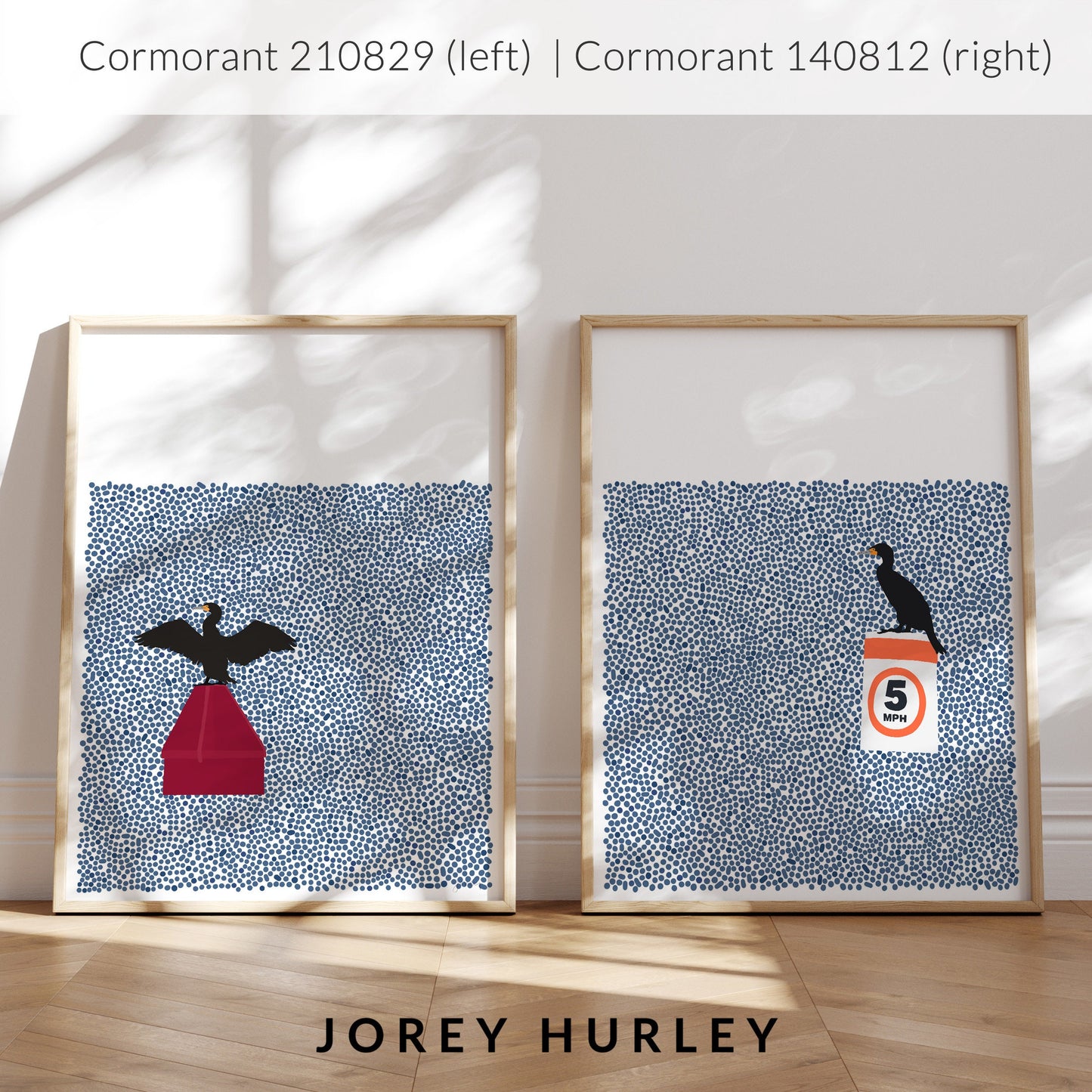 Cormorant on Buoy Art Print - Framed or Unframed - 140812