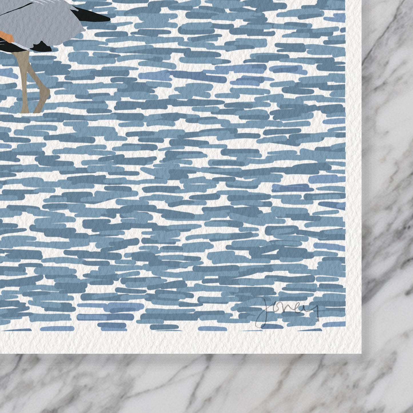 Wetlands with Great Blue Heron Art Print - Unframed or Framed - 210807