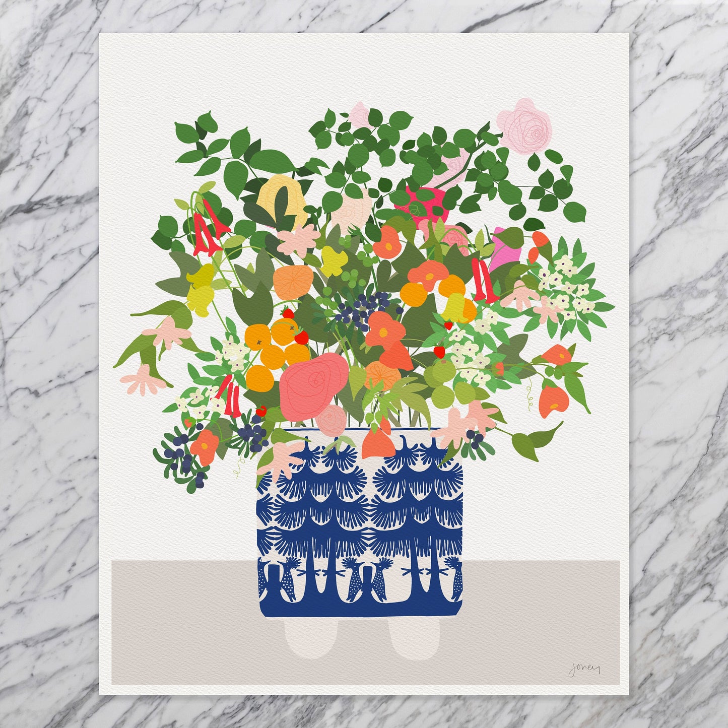 Still Life with Delft Blue Vase Art Print - Unframed or Framed - 201008