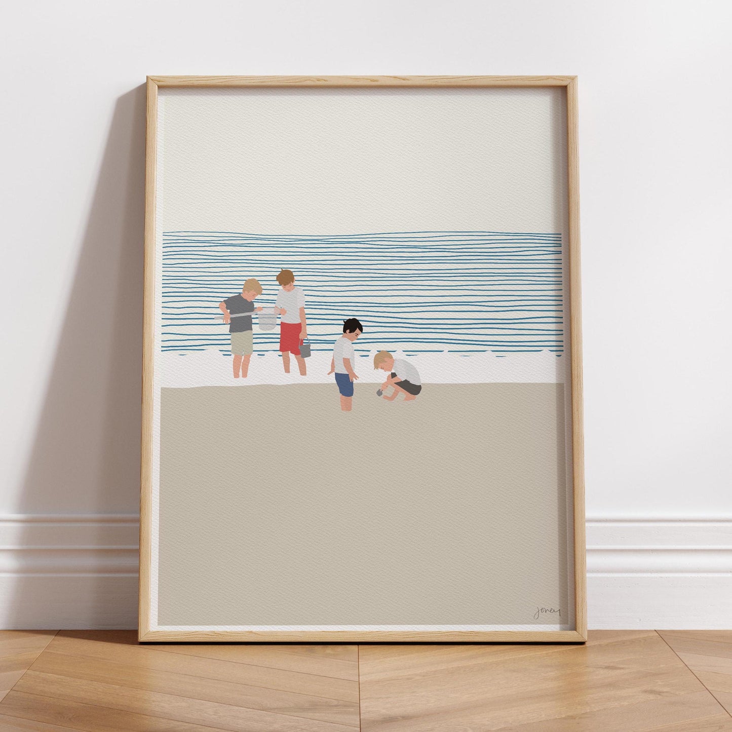 Four Brothers on the Beach Art Print - Unframed or Framed - 140619