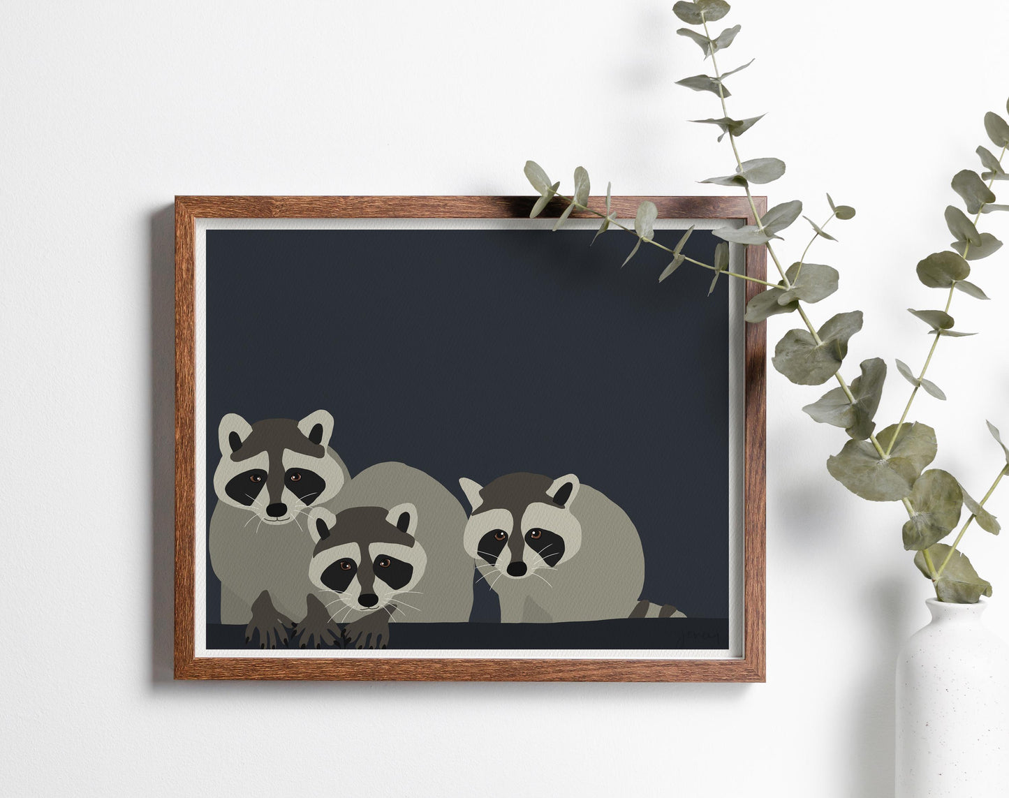 Raccoon Family Art Print - Unframed or Framed - 150723
