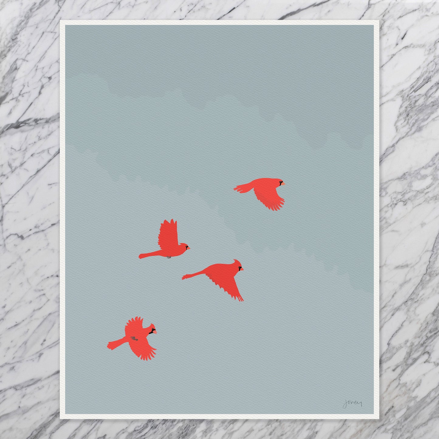 Four Flying Cardinals Art Print - Unframed or Framed - 231202