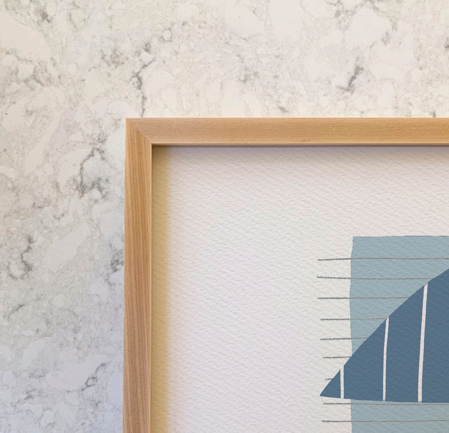 Coral and Blue Abstract Art Print - Unframed or Framed - 190702