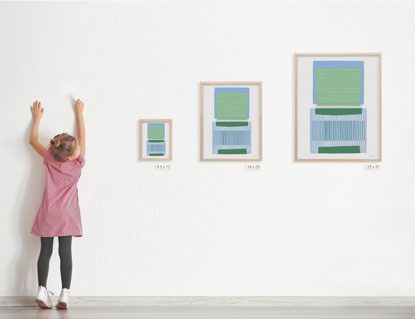 Blue and Green Squares Abstract Art Print - Unframed or Framed - 190406