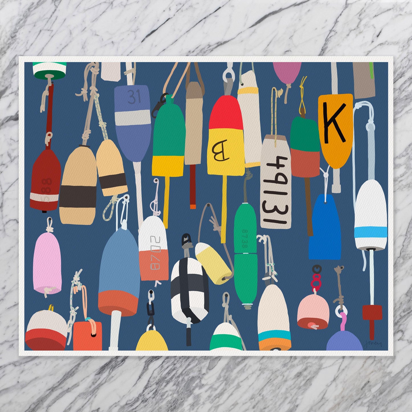 Lobster Buoys Landscape Art Print - Unframed or Framed - 211111