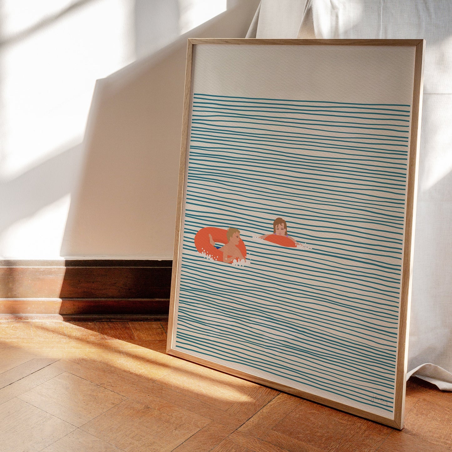 Kids in Orange Floaties Art Print - Unframed or Framed - 130809