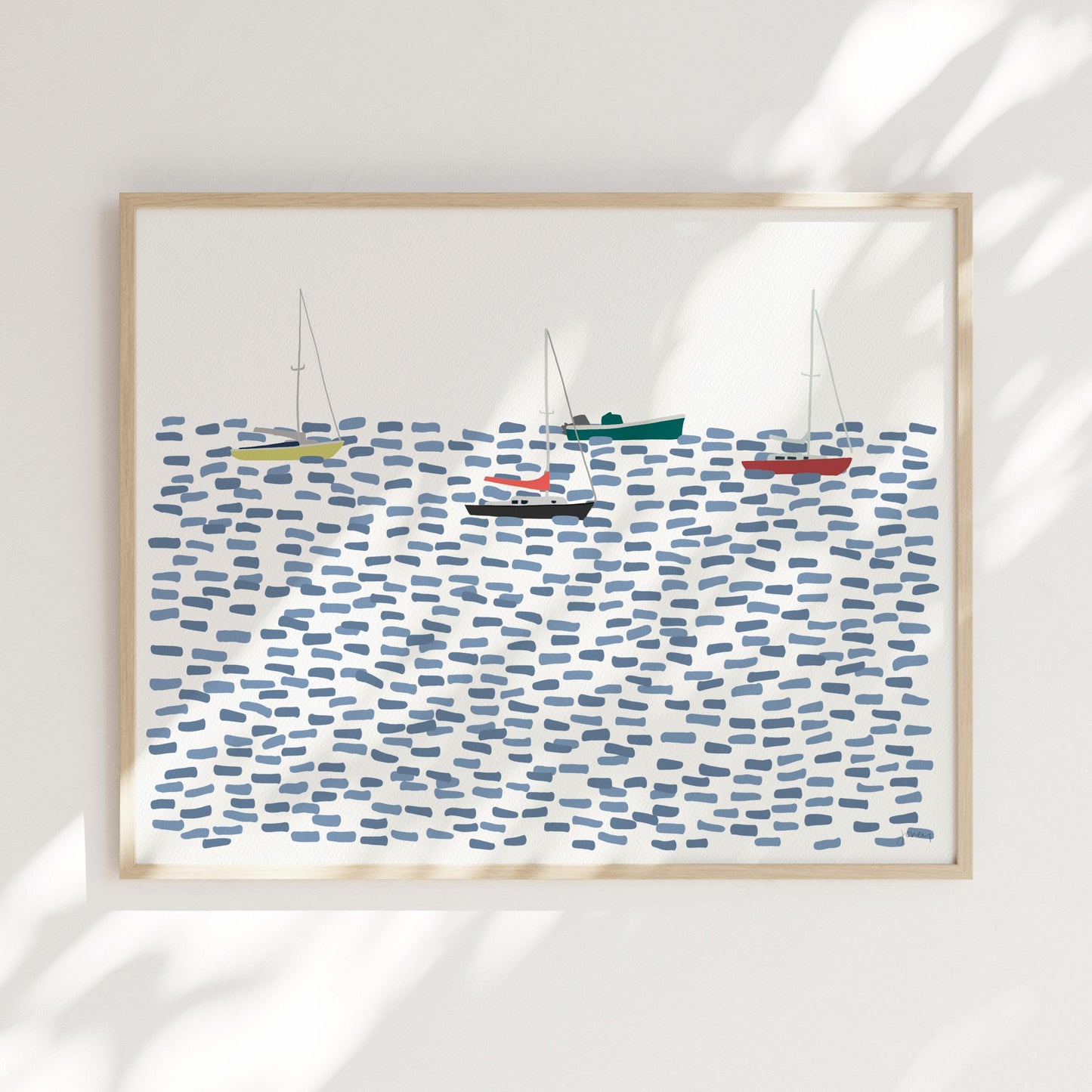 Moored Sailboats Landscape Art Print - Signed - 250803