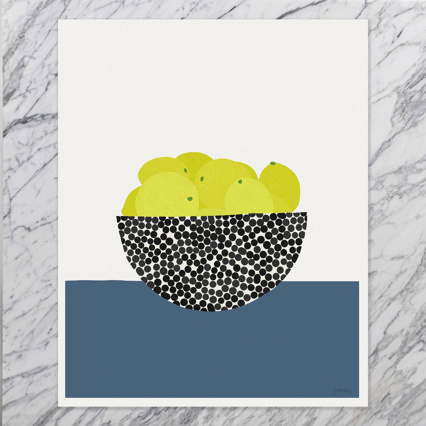 Lemons in Abstract Bowl Art Print - Unframed or Framed - 200618