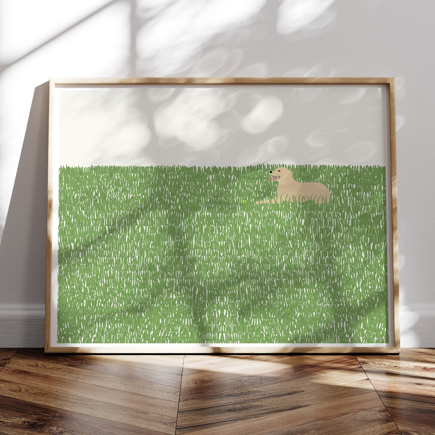 Happy Labrador in the Grass Art Print - Unframed or Framed - 141008