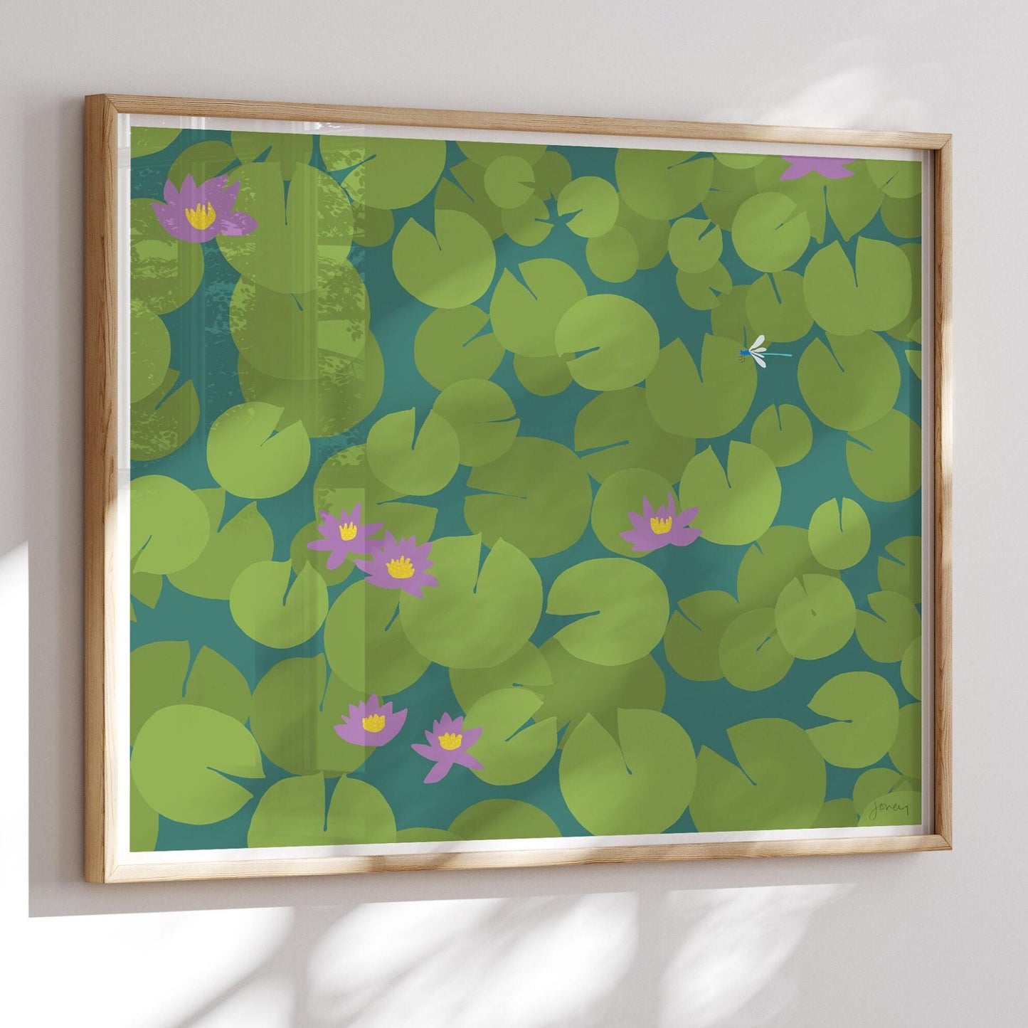 Lily Pads with Dragonfly Art Pint - Unframed or Framed - 240328