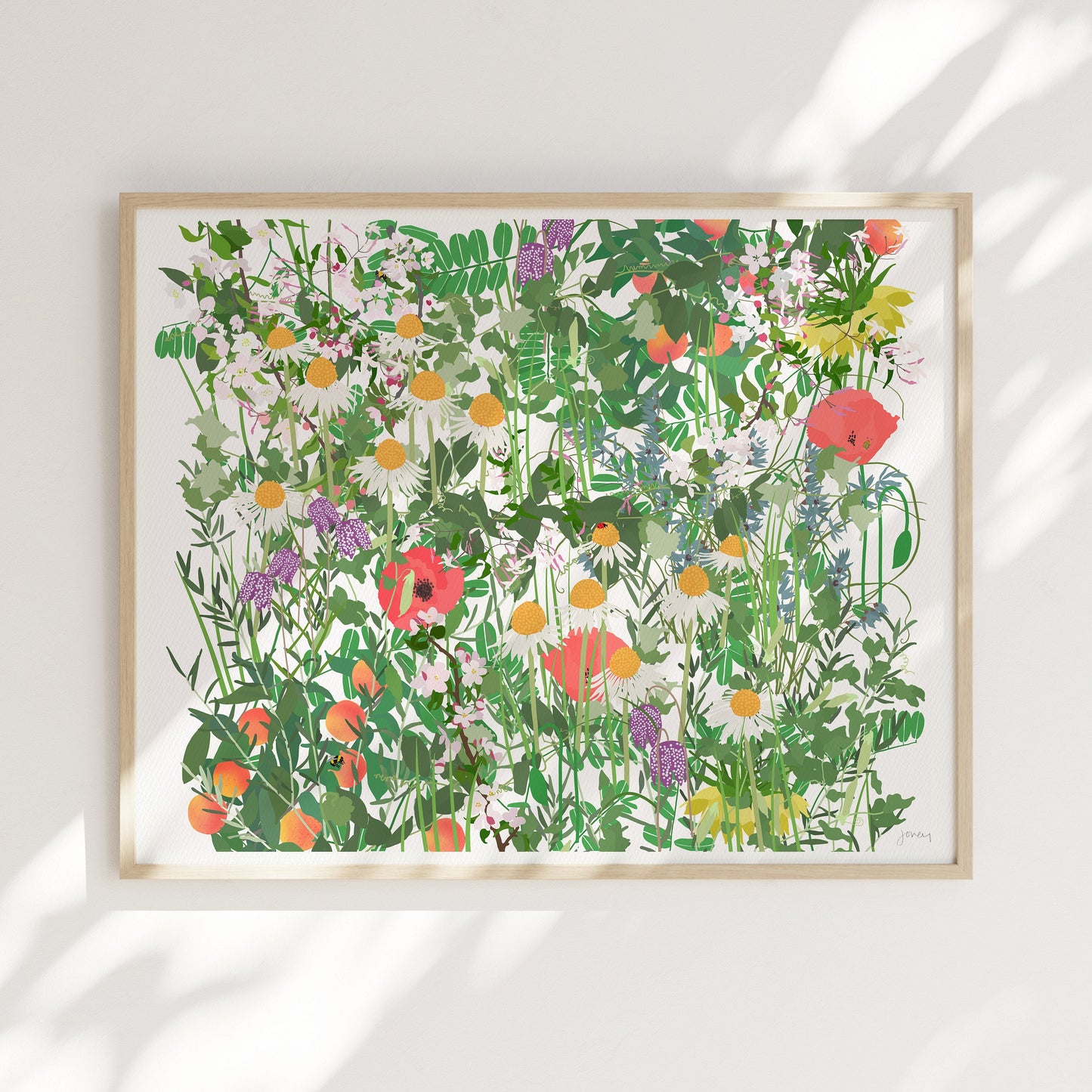 Mille Fleur with Daisies Art Print - Unframed or Framed - 210524