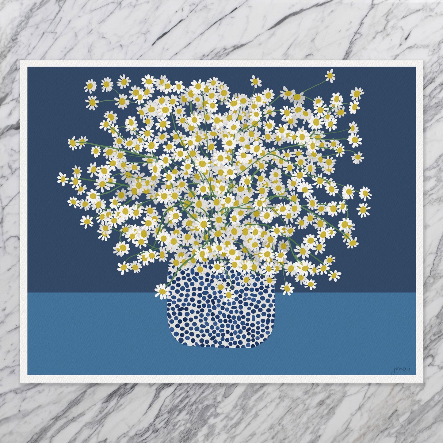 Chamomile Landscape Still Life Art Print - Framed or Unframed - 250305