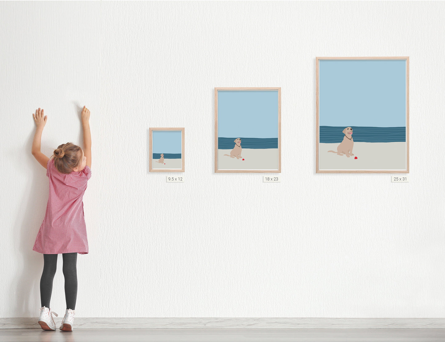 Labrador with Ball at Beach Art Print - Unframed or Framed - 160522