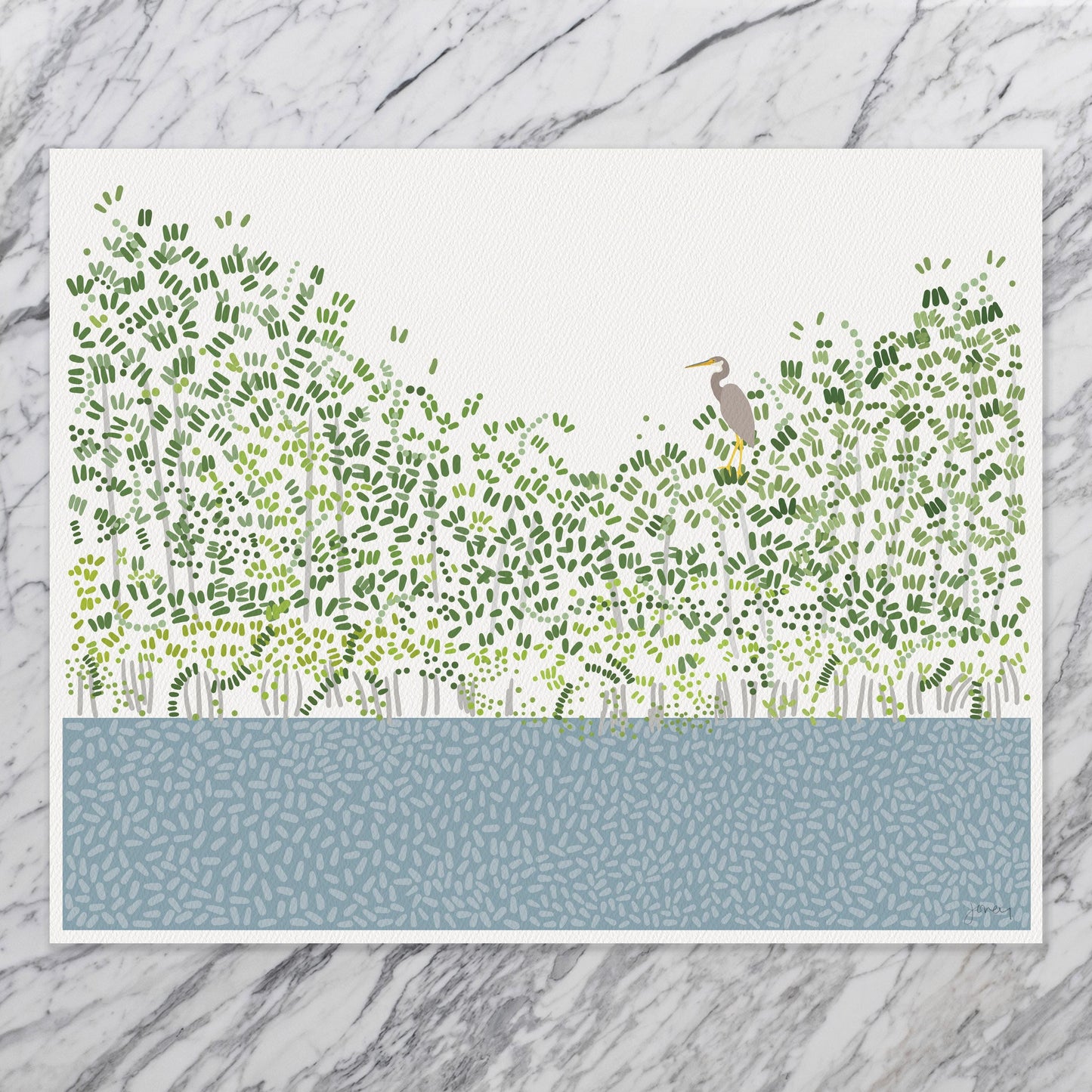 Tricolored Heron in Mangrove Art Print - Unframed or Framed - 241208