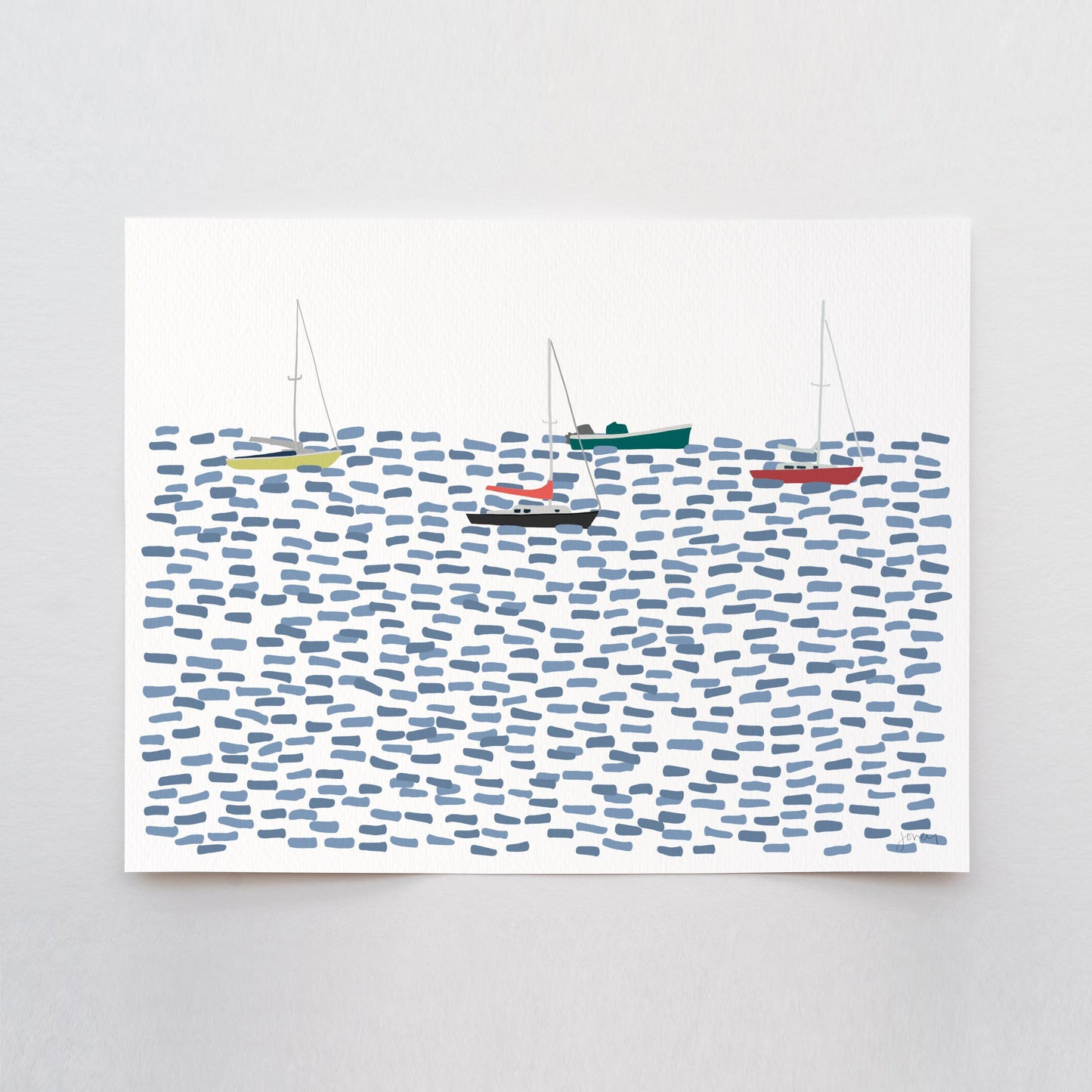 Moored Sailboats Landscape Art Print - Signed - 250803