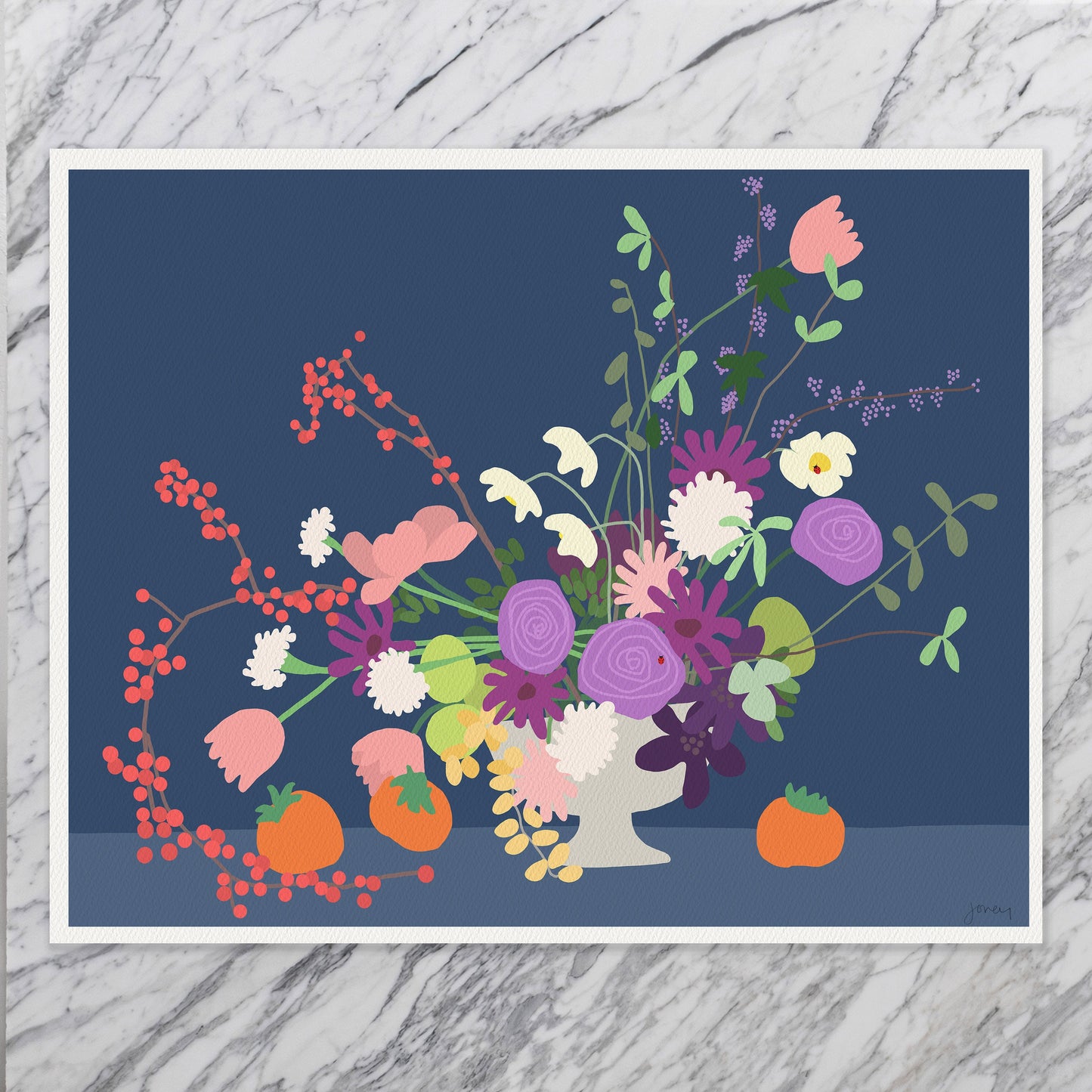 Persimmon Abstract Still Life Art Print - 191116