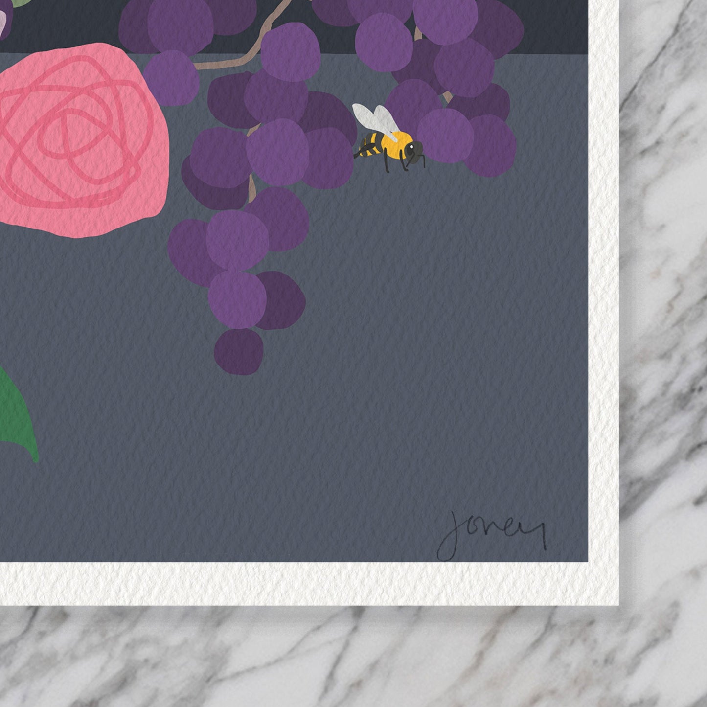 Roses and Eucalyptus Abstract Art Print - Unframed or Framed - 191125