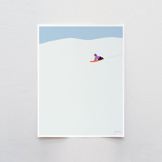 Smooth Sledding Art Print - Unframed or Framed - 160223