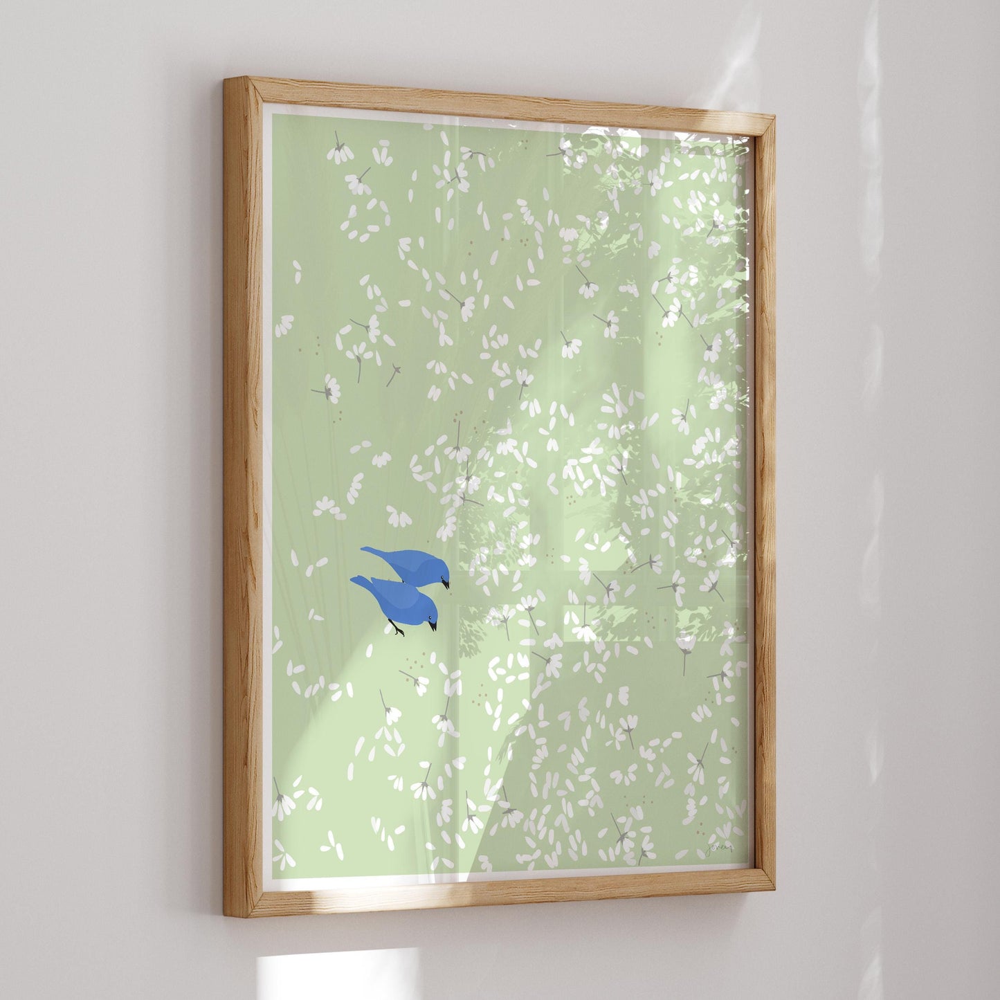 Cherry Blossoms and Blue Birds Art Print - Unframed or Framed - 150423