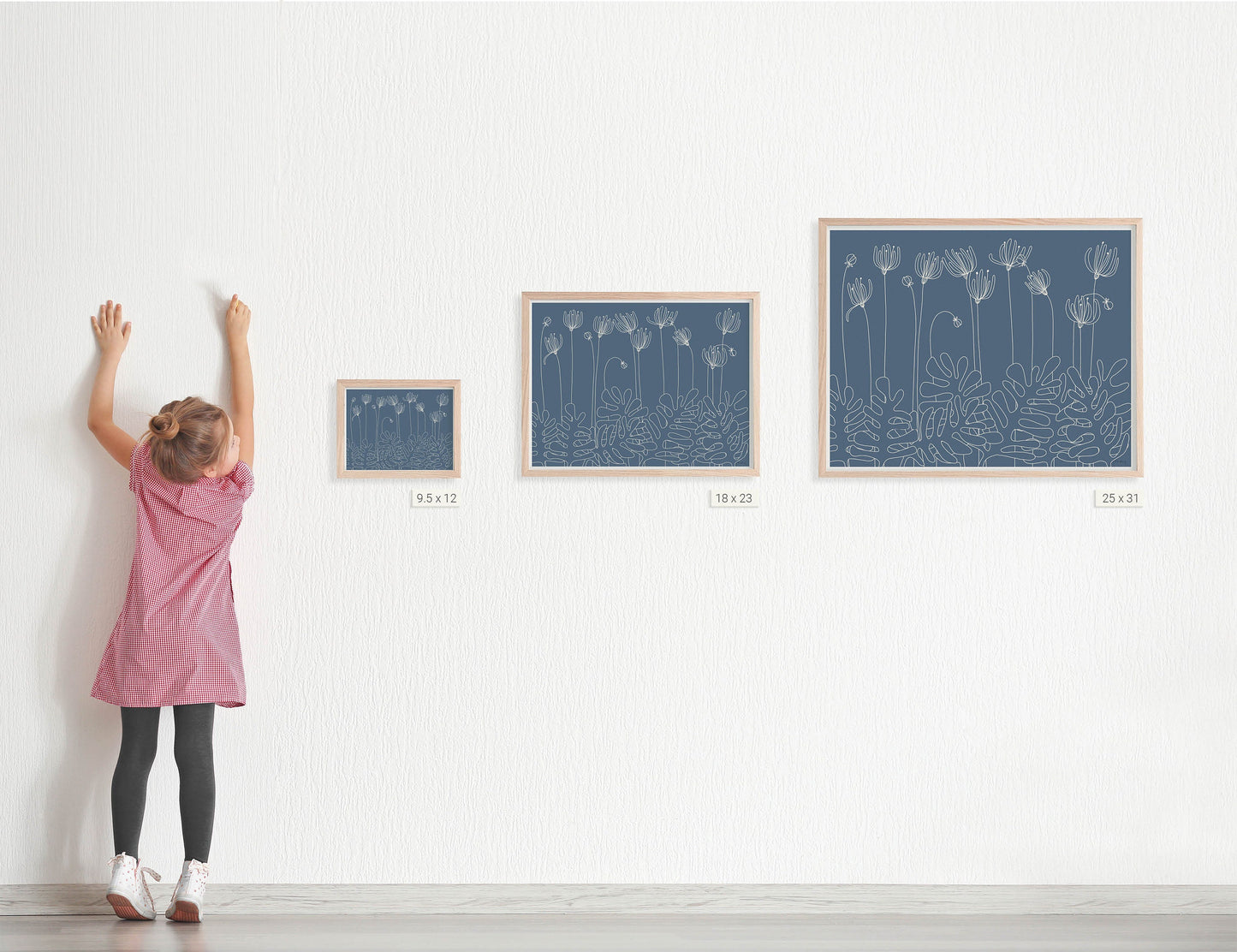 White Lined Floral Abstract Art Print - Unframed or Framed - 151102