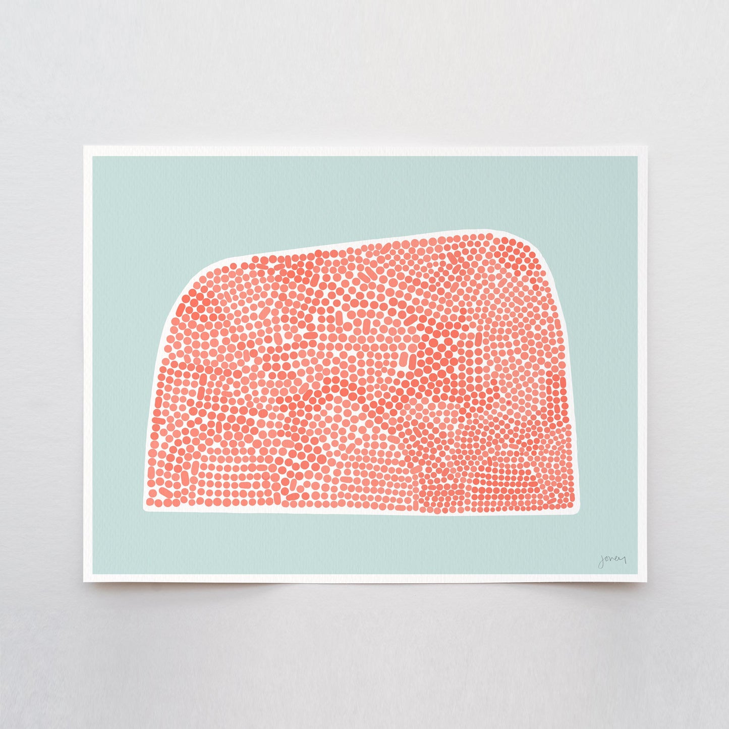Coral Dotted Abstract Art Print – Signed - 220317
