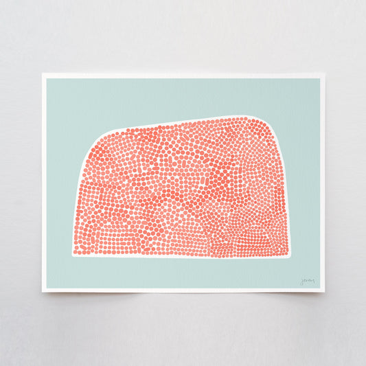 Coral Dotted Abstract Art Print – Signed - 220317