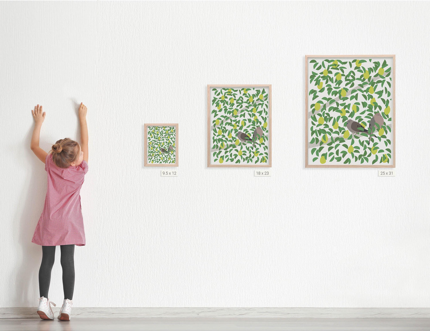 Lemon Tree with Mourning Doves Art Print - Unframed or Framed - 250203