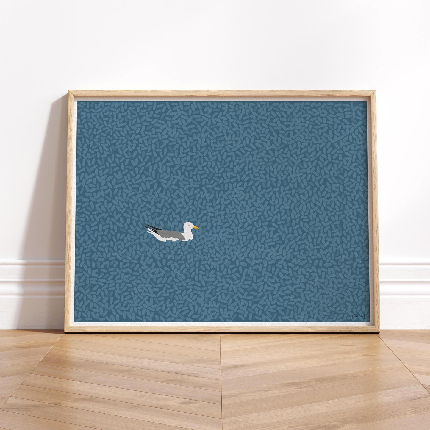 Seagull on Windy Water Art Print - Unframed or Framed - 250614