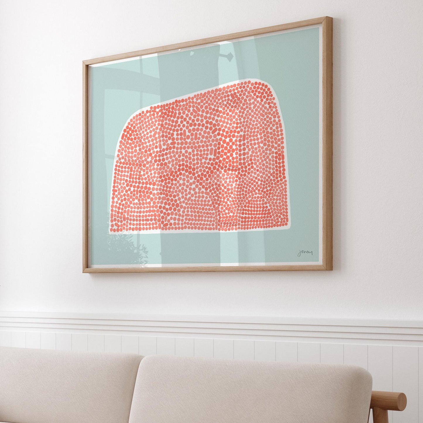 Coral Dotted Abstract Art Print – Signed - 220317